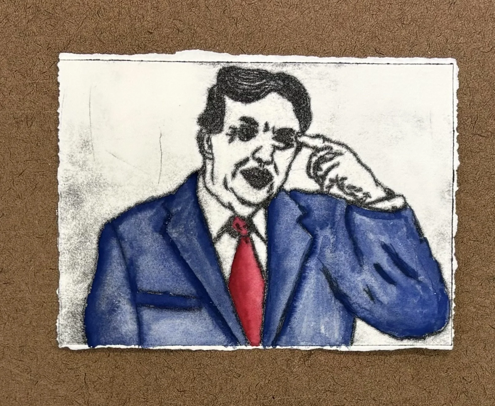 Gesture, 2024, drypoint with hand coloring