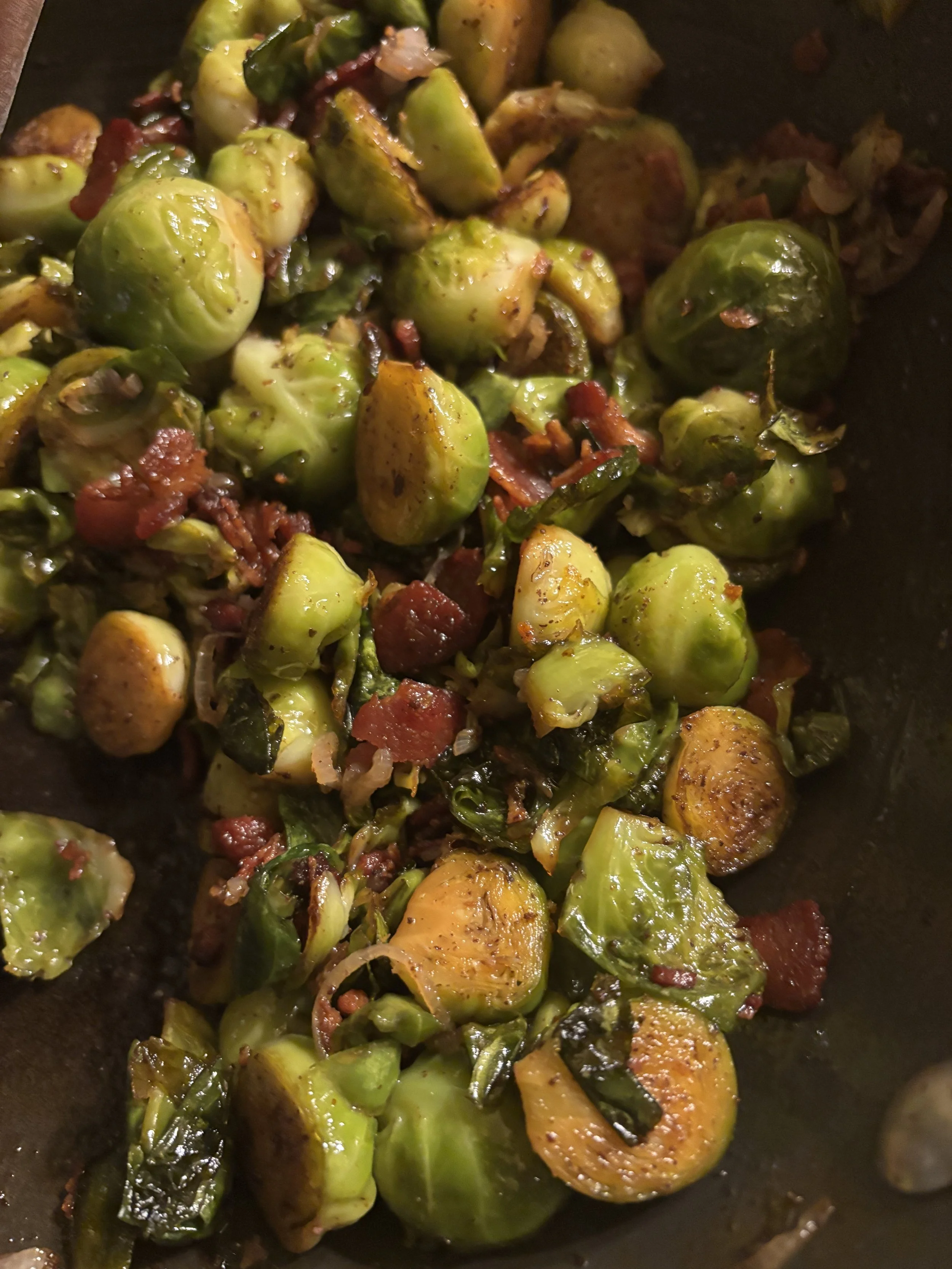 Braised Brussel Sprouts with Bacon