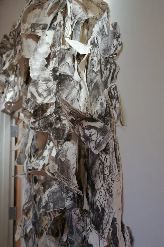 Welcome Home (VAE installation), 2009, stone lithographs and thread