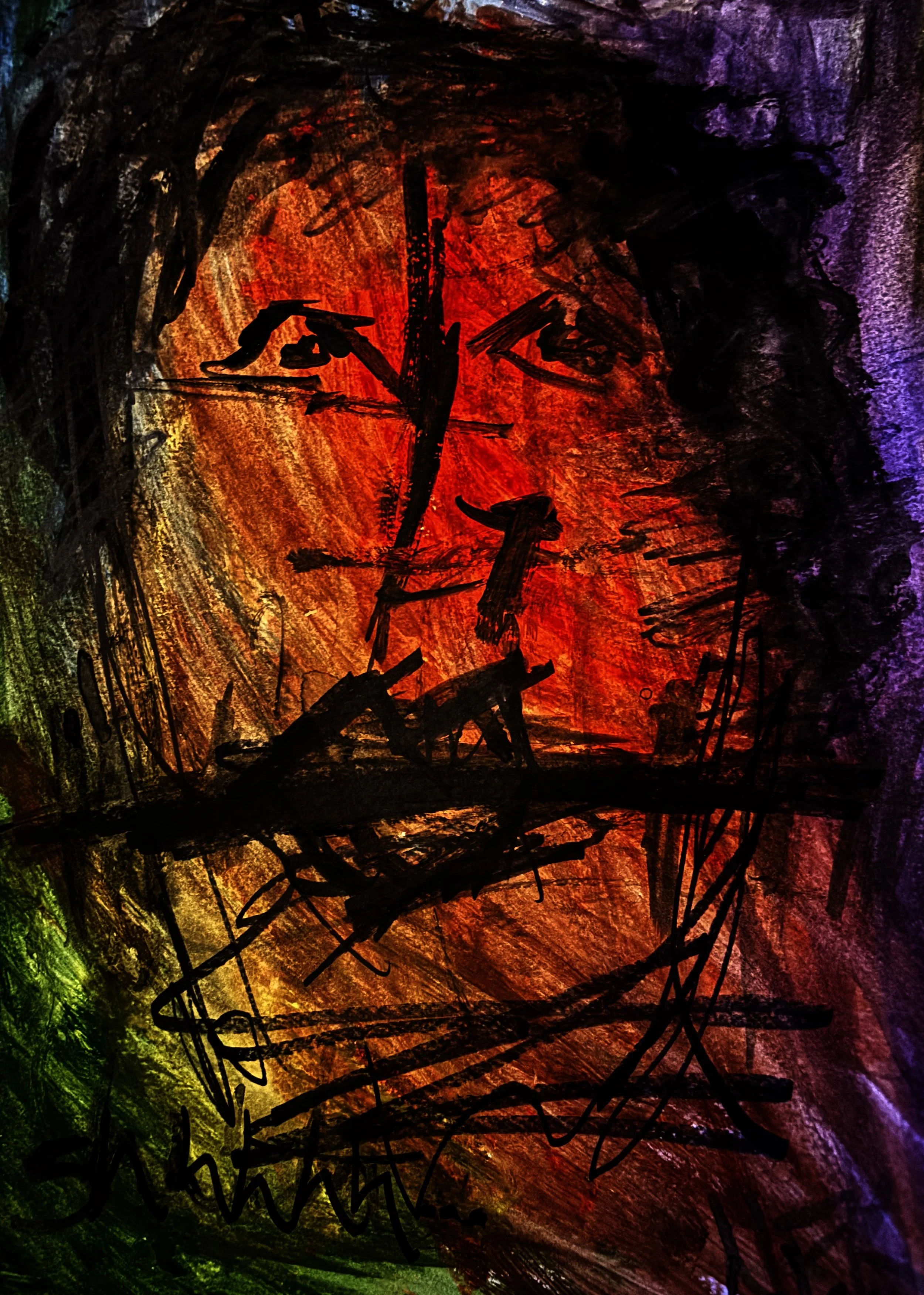 Shhhhh..., guache and permanent parker, 2025