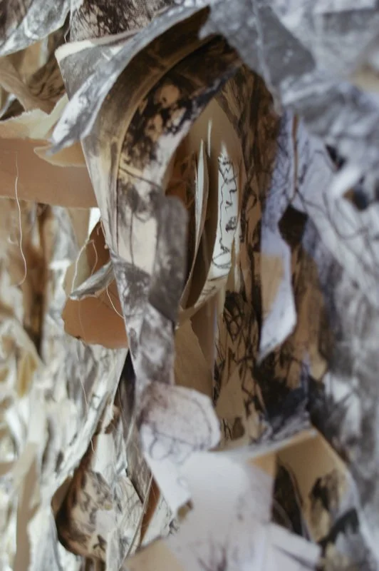 Welcome Home (VAE installation), 2009, stone lithographs and thread