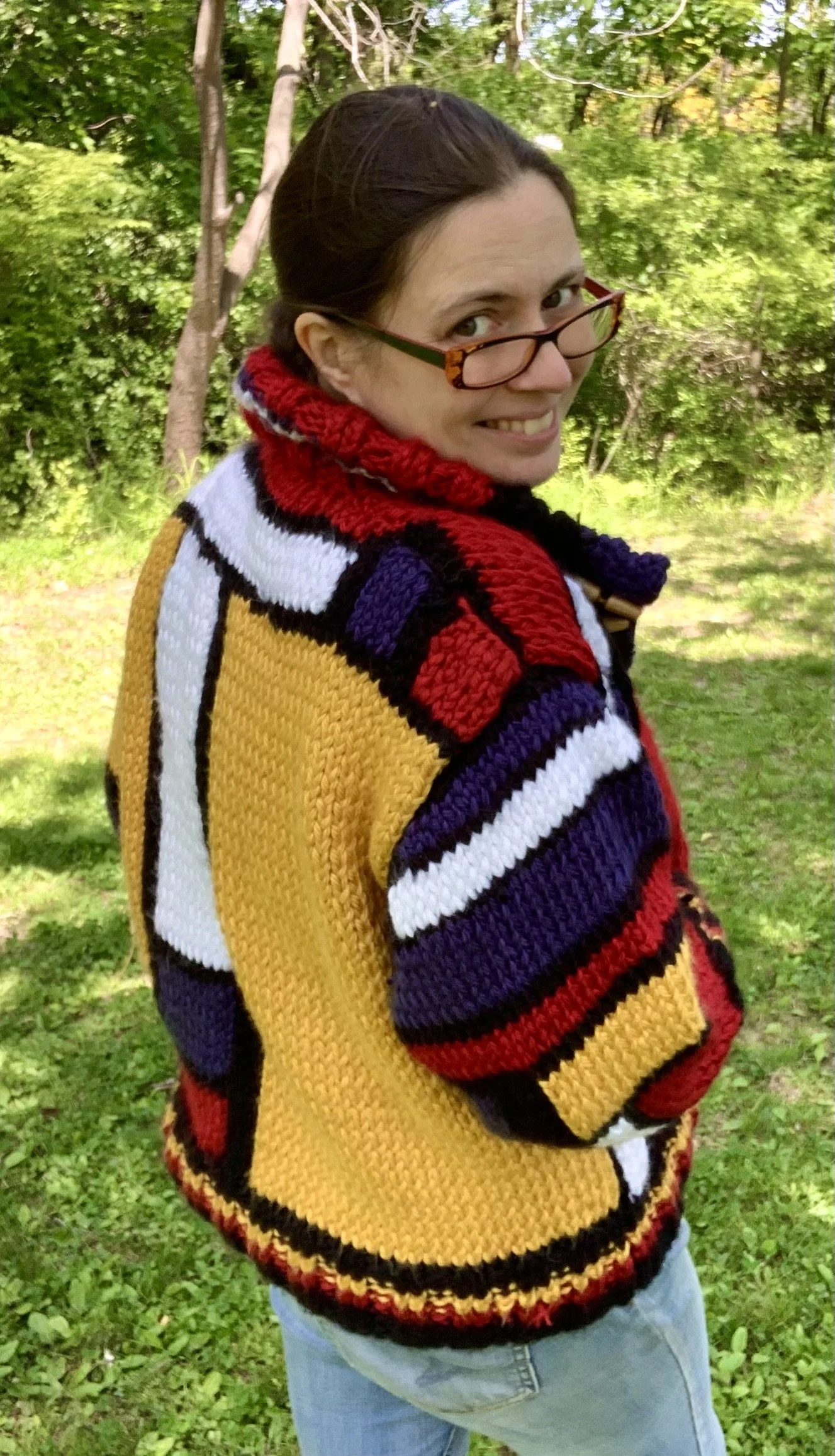 Peit Bomber Jacket, 2022, original pattern hand knit in acrylic