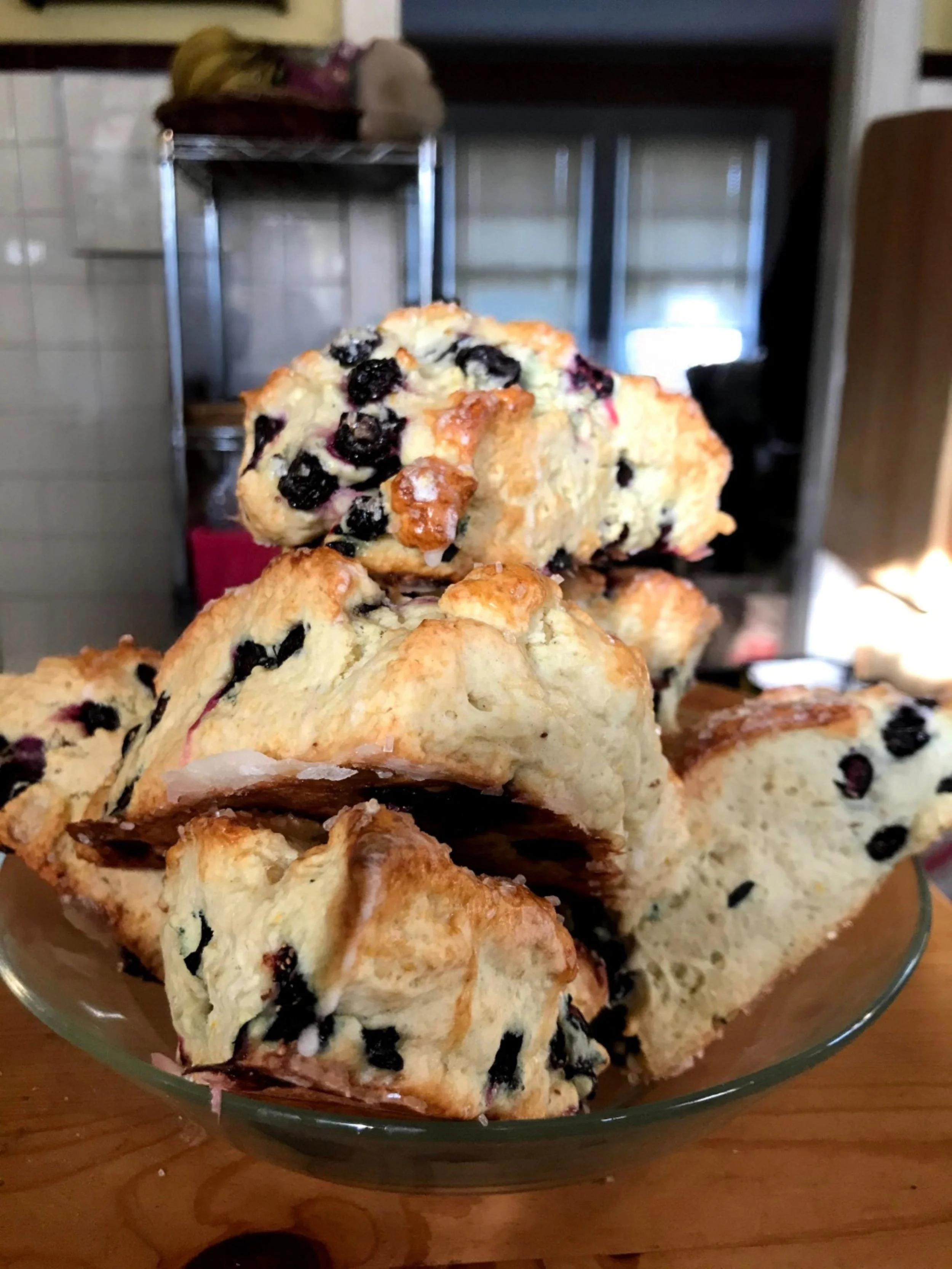 Blueberry, Ricotta, & Maple Scones with glaze