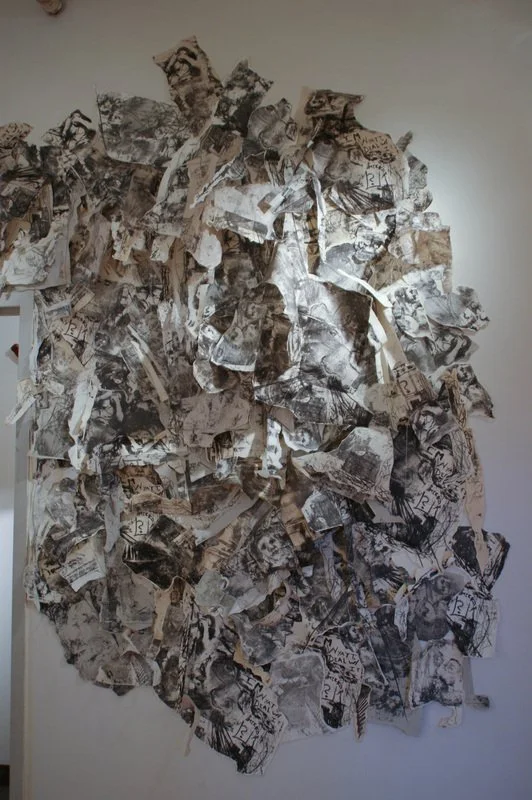Welcome Home (VAE installation), 2009, stone lithographs and thread