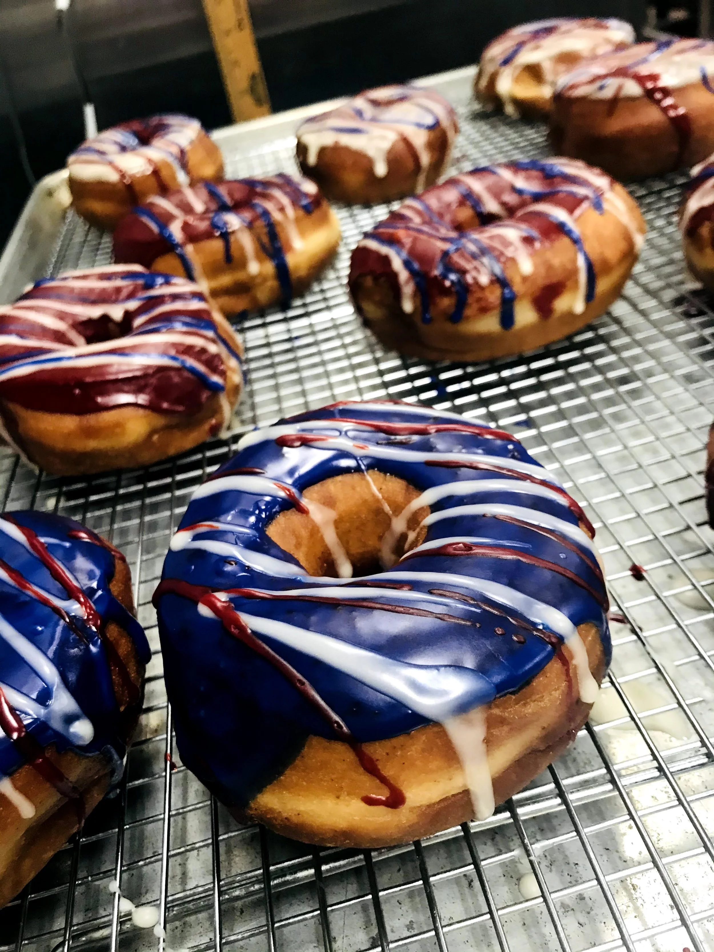 Vegan Doughnuts with colored glaze