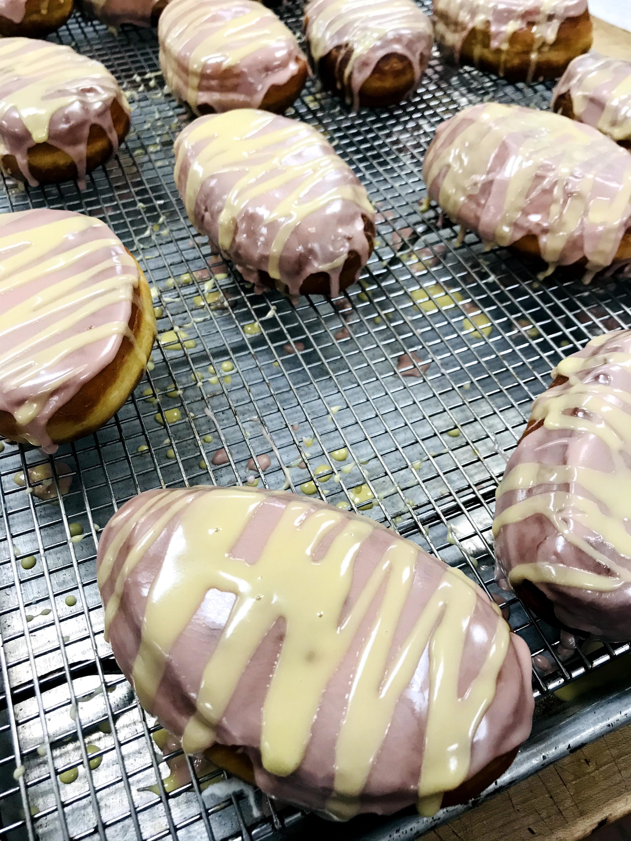 Vegan Easter Doughnuts with strawberry & lemon glaze