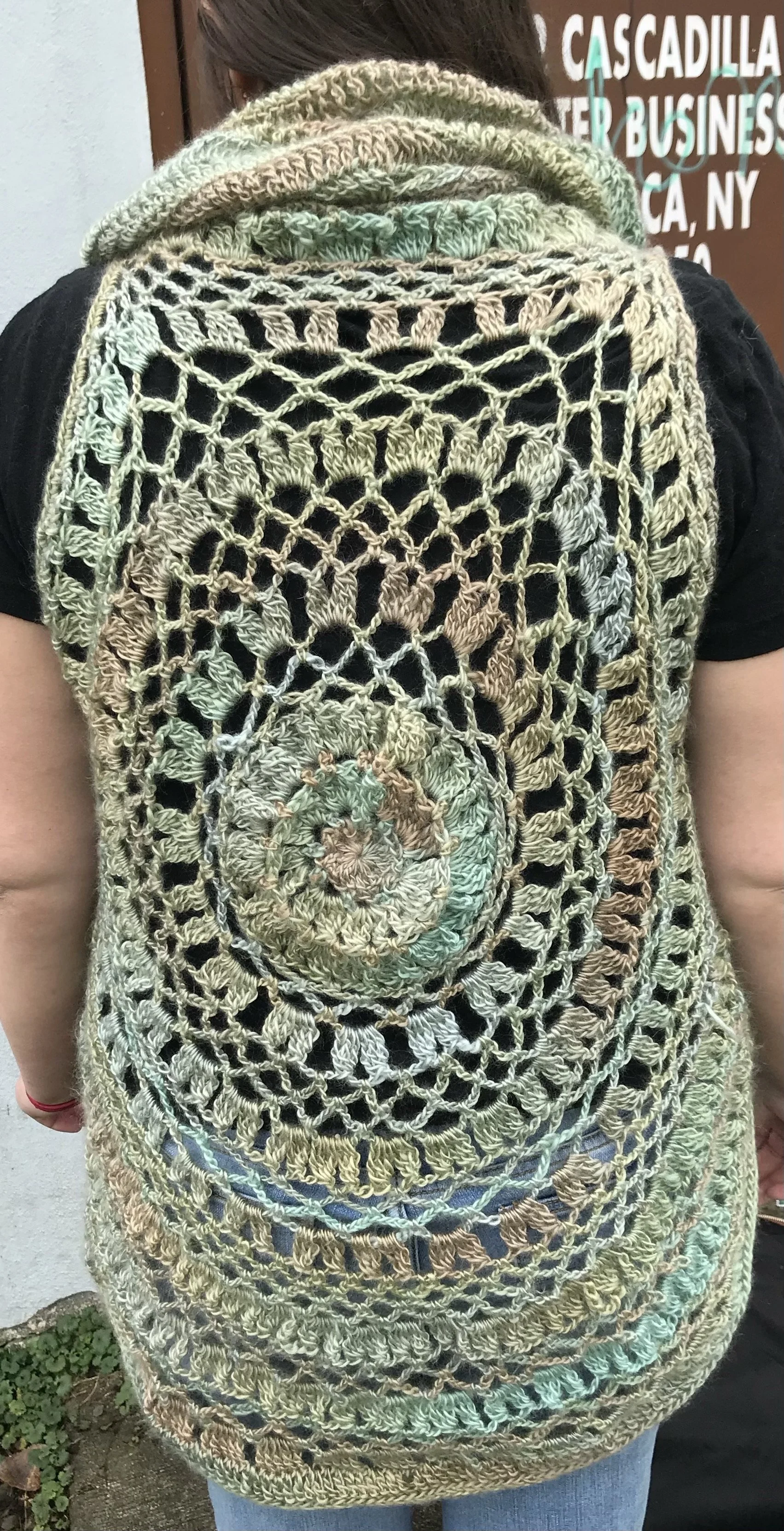 Lichen Vest, 2020, crocheted in acrylic.