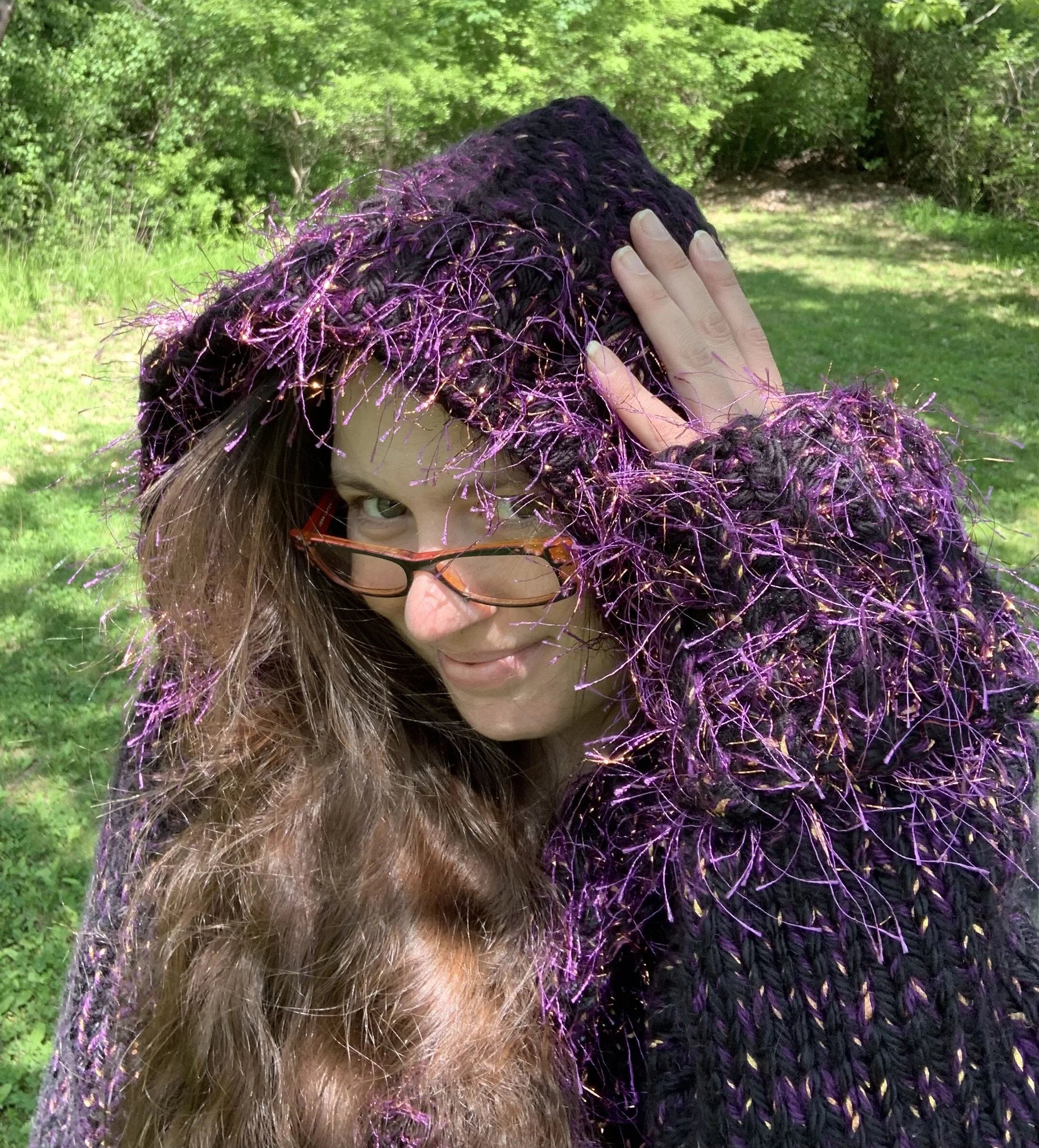 Katarina Coat, 2022, original pattern hand knit in wool and acrylic