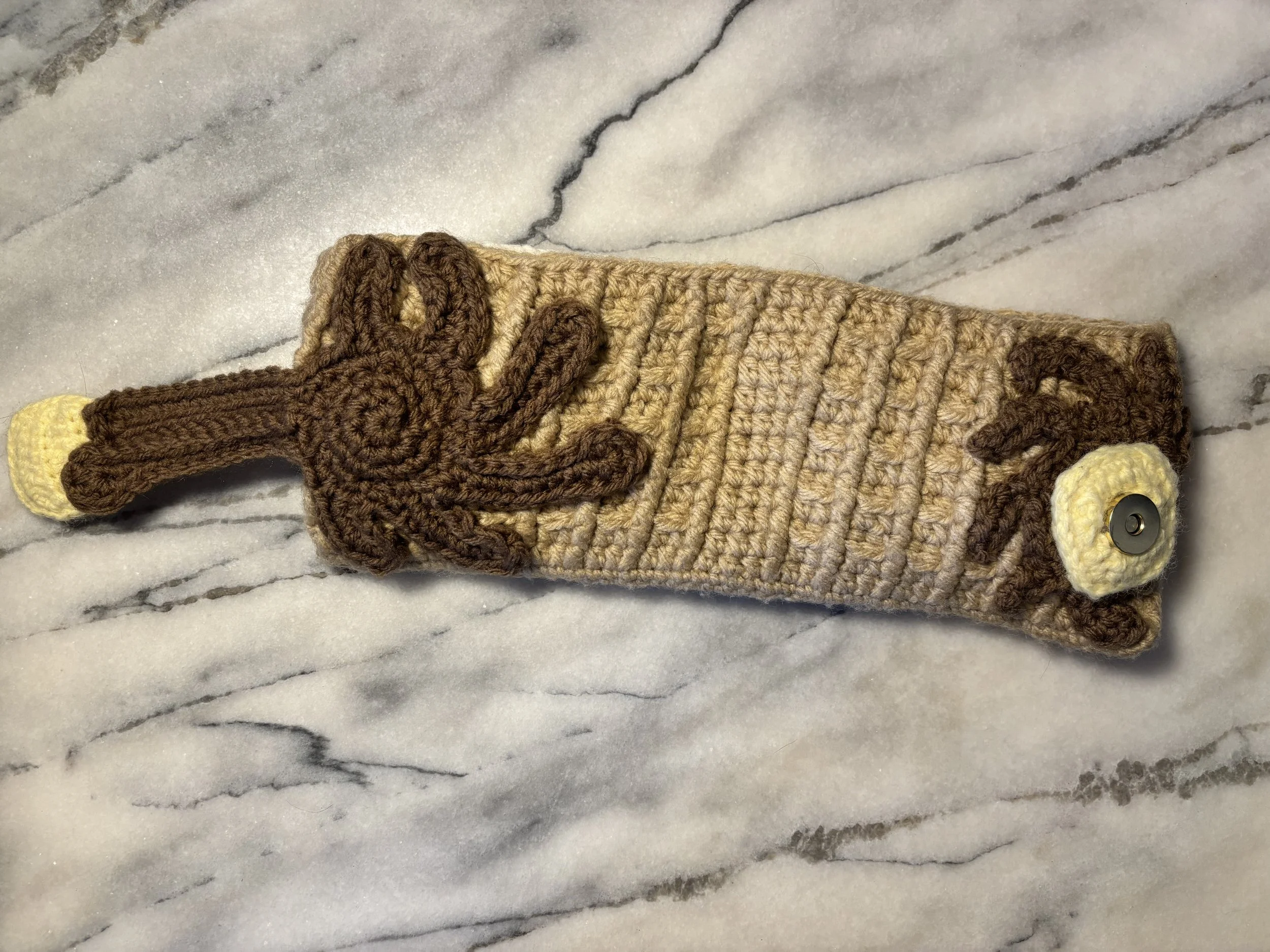 Waffle Wallet, 2024, original pattern crocheted in acrylic.