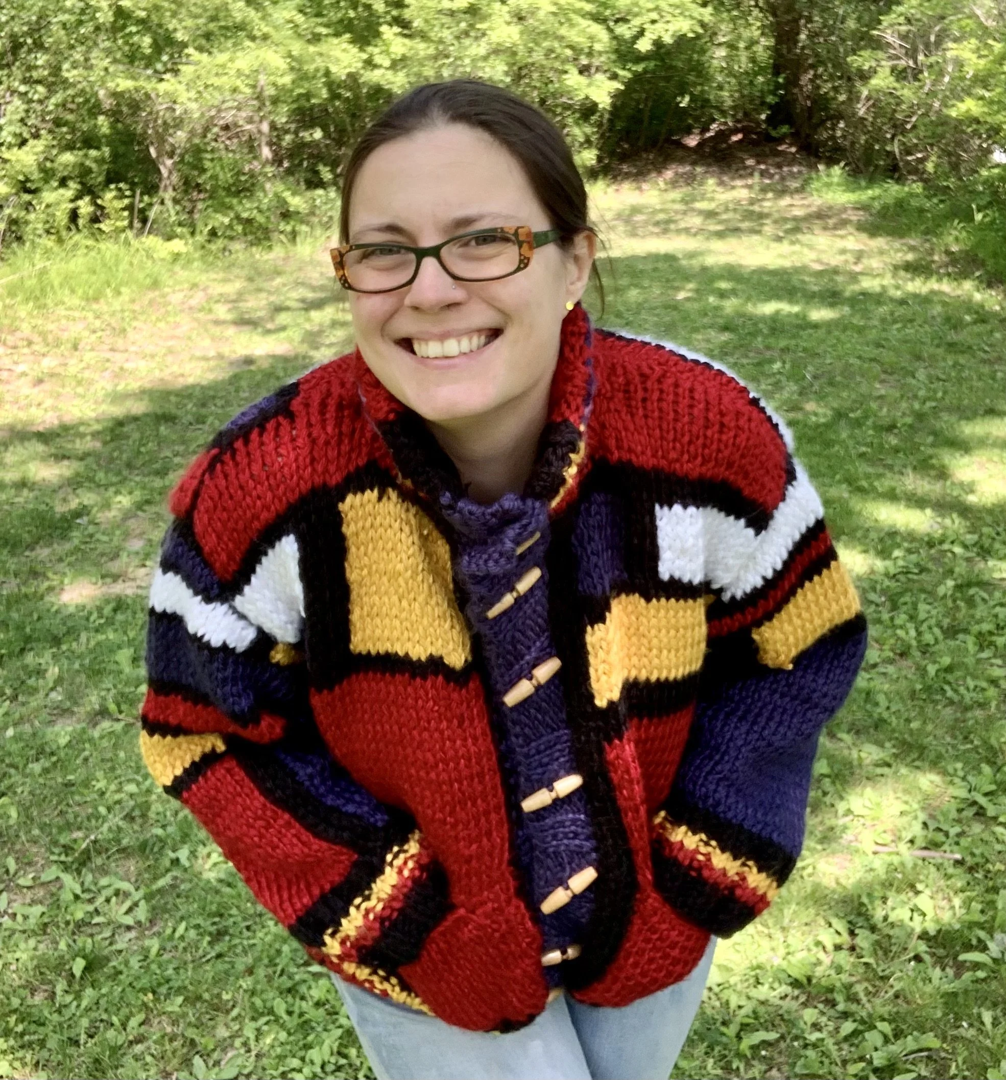 Peit Bomber Jacket, 2022, original pattern hand knit in acrylic