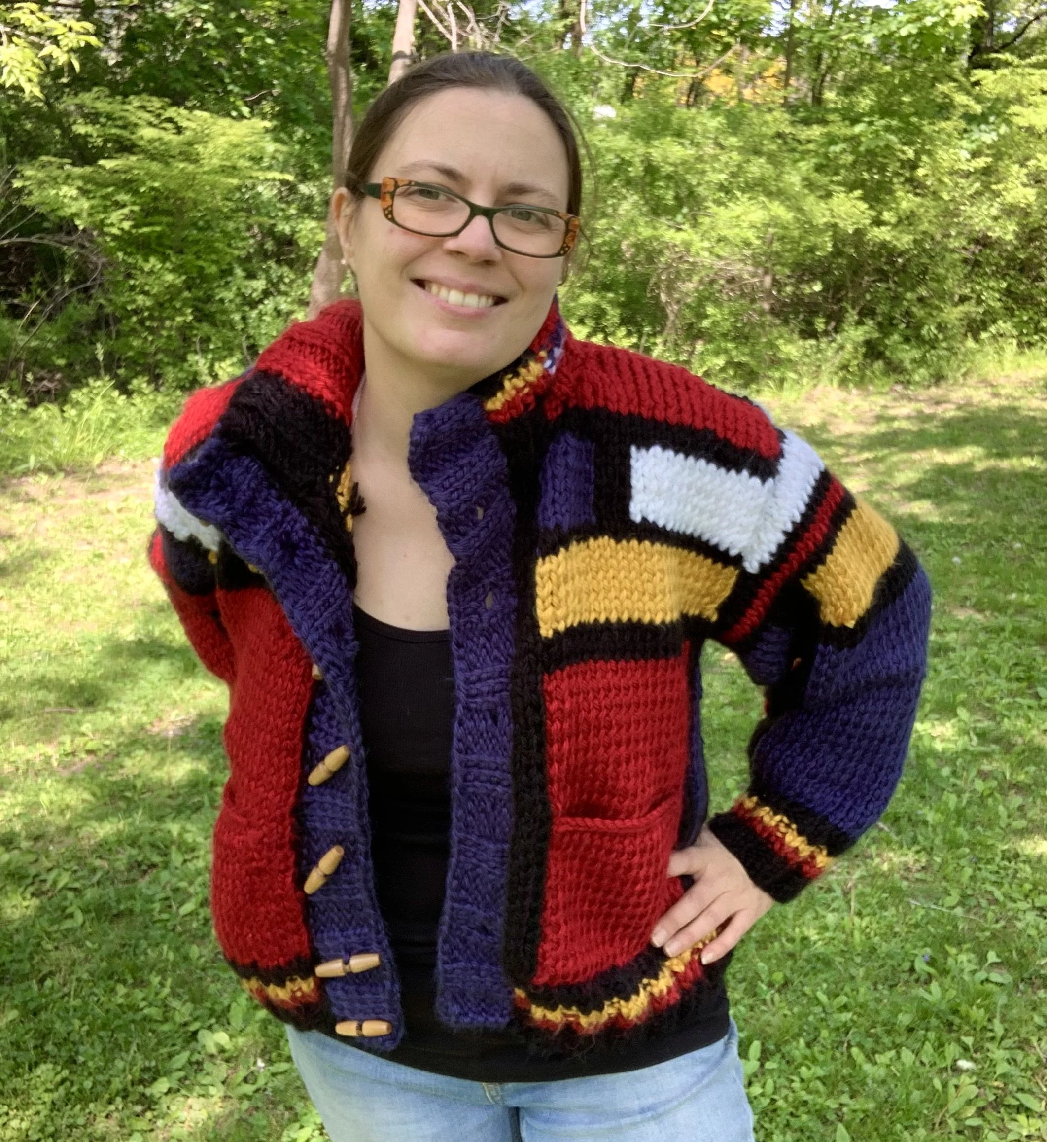 Peit Bomber Jacket, 2022, original pattern hand knit in acrylic