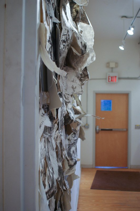 Welcome Home (VAE installation), 2009, stone lithographs and thread