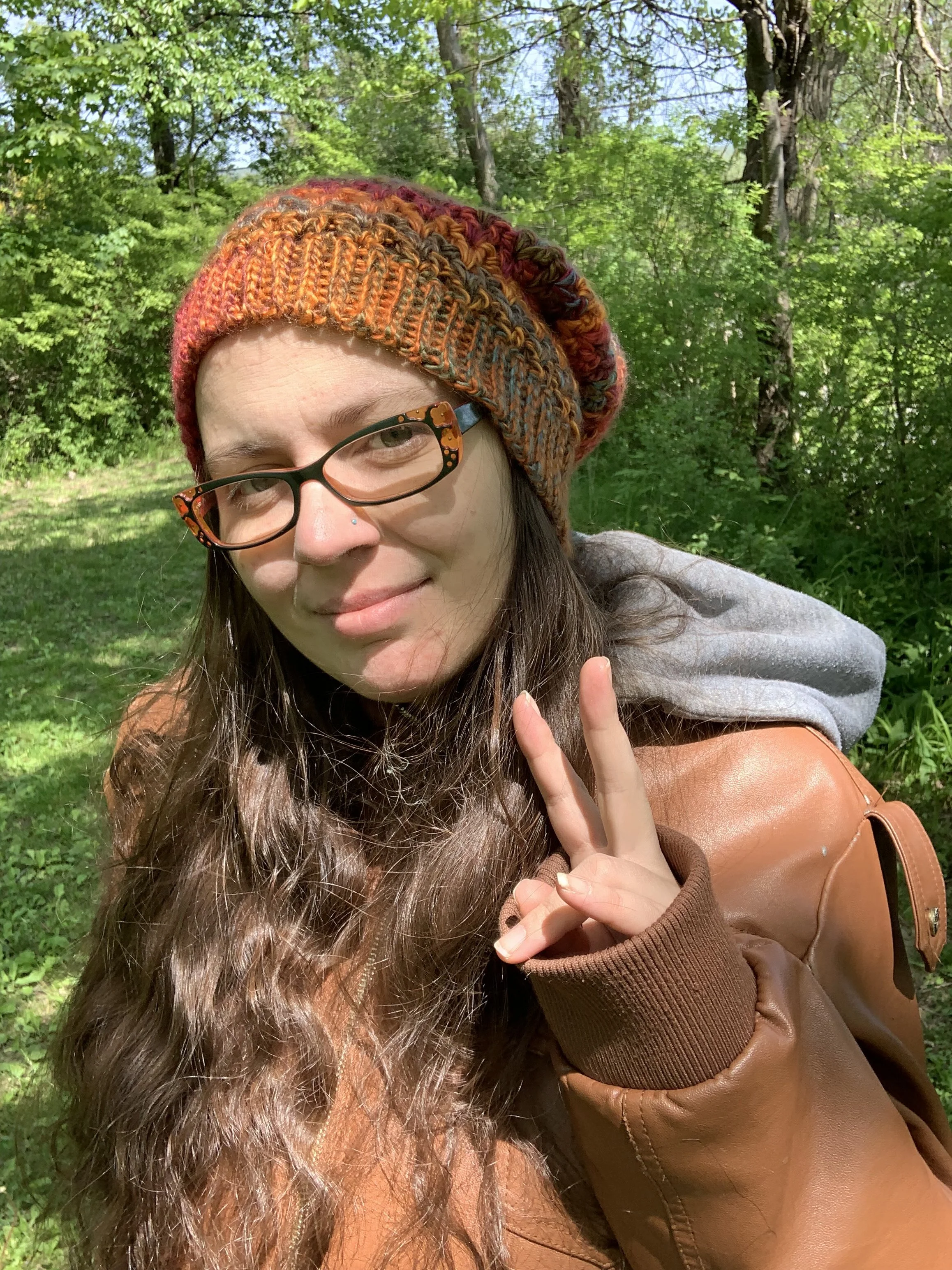 Fire Earth Tones Beanie, 2022, crocheted in polyester and acrylic.