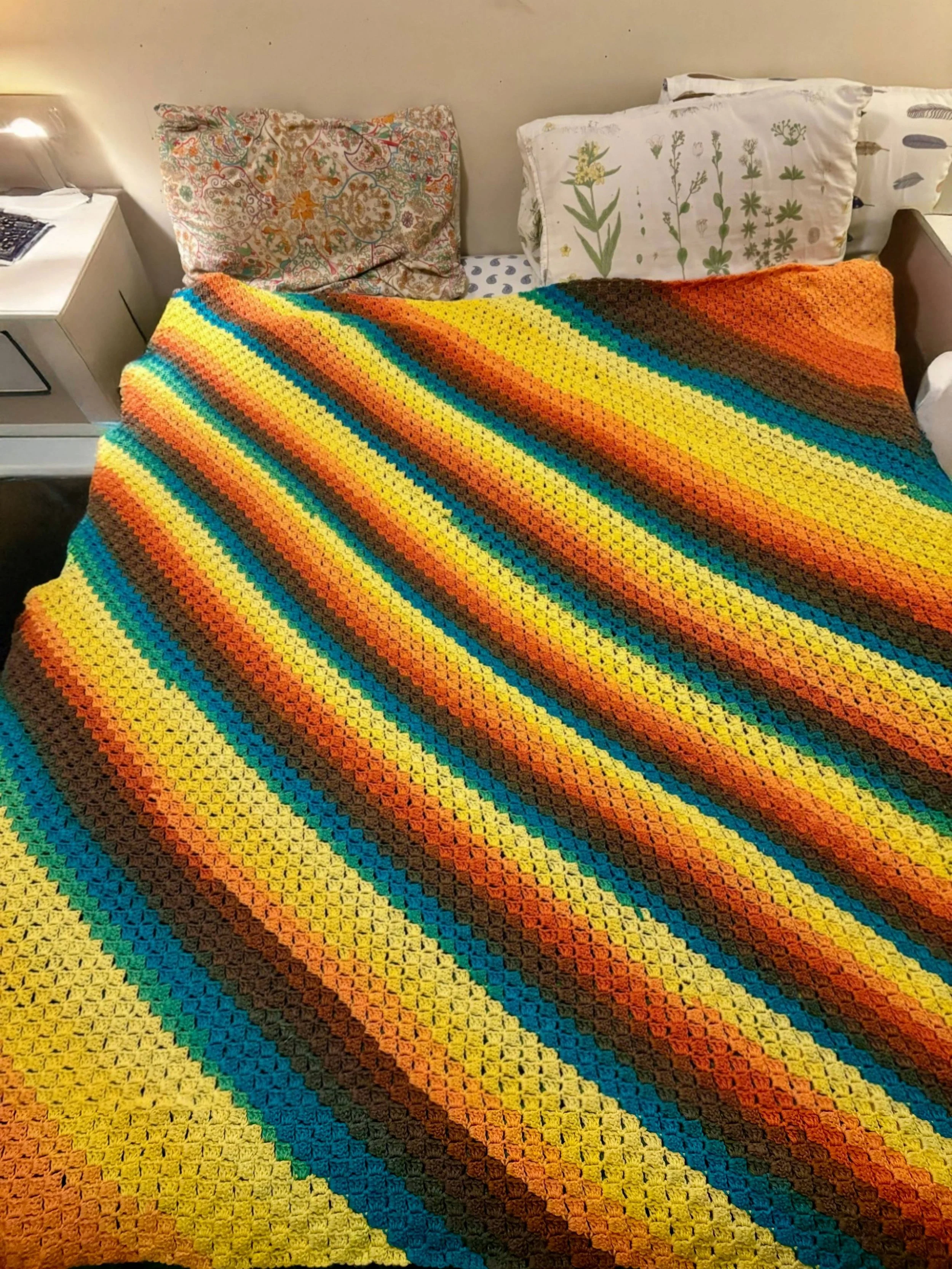 Rainbeau Blanket, 2020, original pattern crocheted in acrylic.