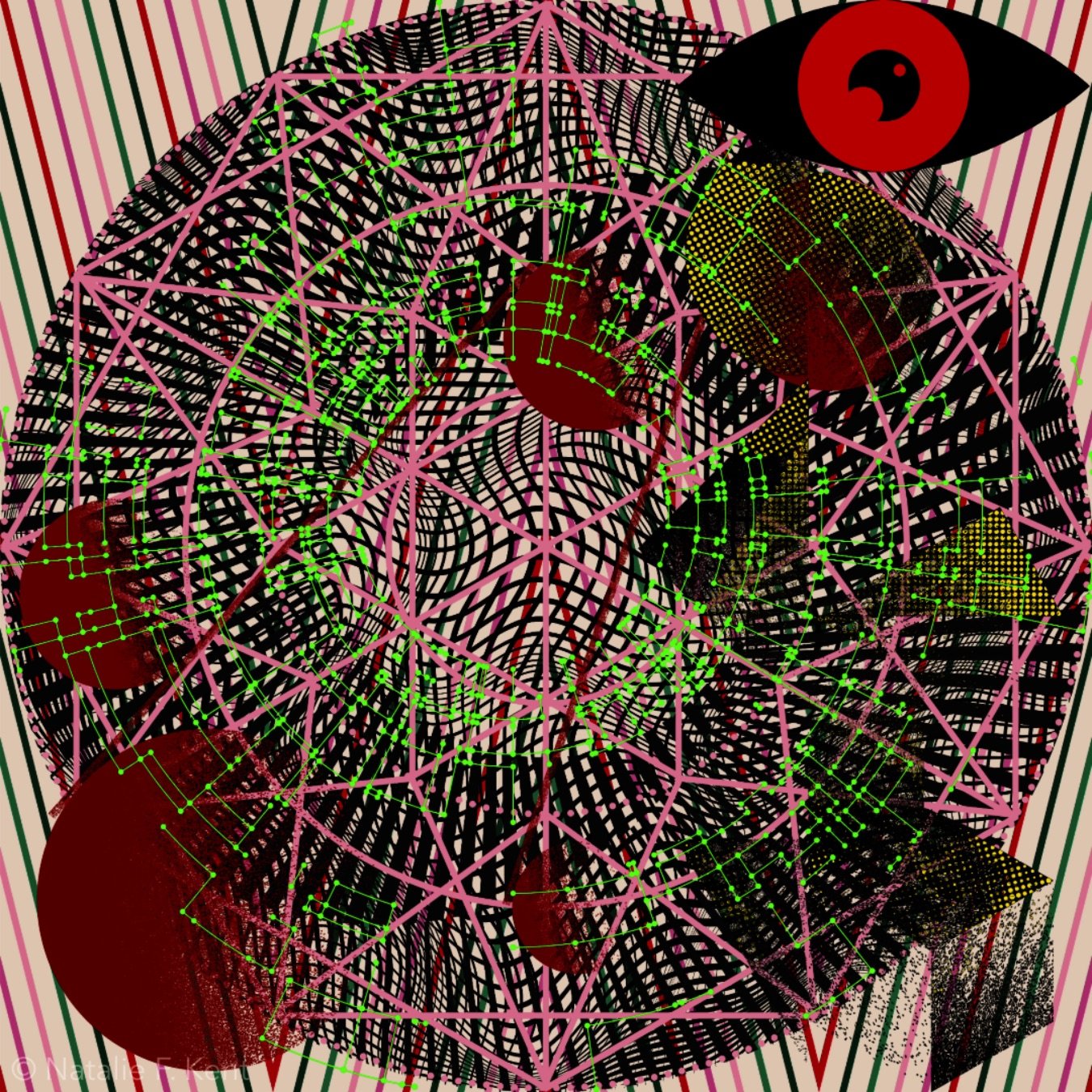 Op. Art Ipecac, 2024, digital collage made with Adobe Express