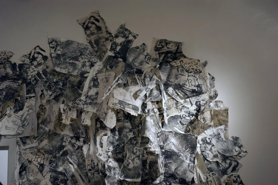 Welcome Home (VAE installation), 2009, stone lithographs and thread