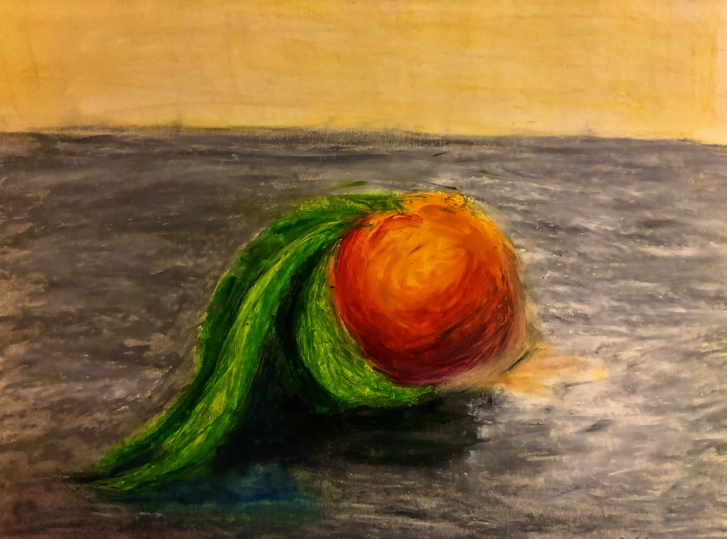 Peach, oil pastel, 2024
