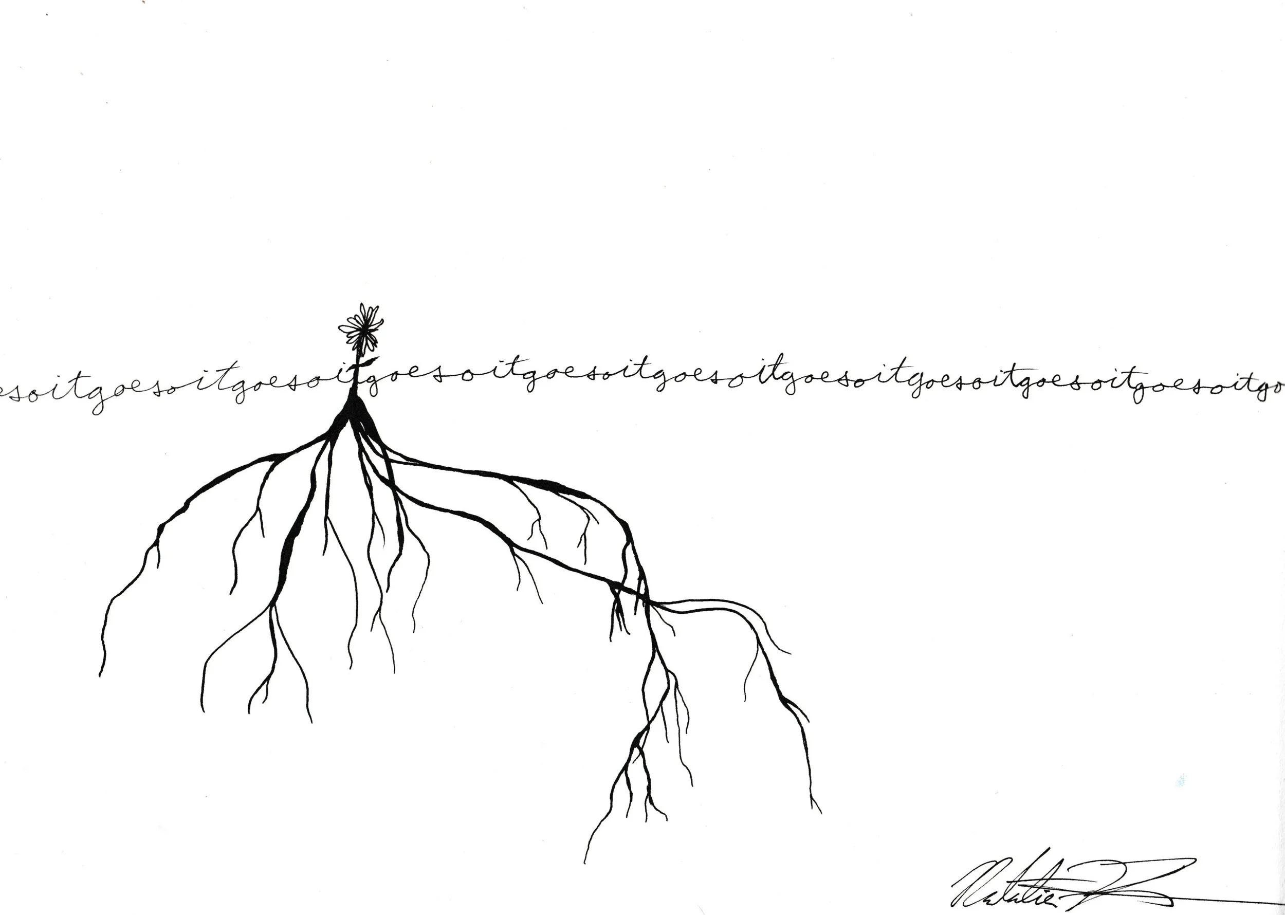So it Goes III, 2024, pen and ink