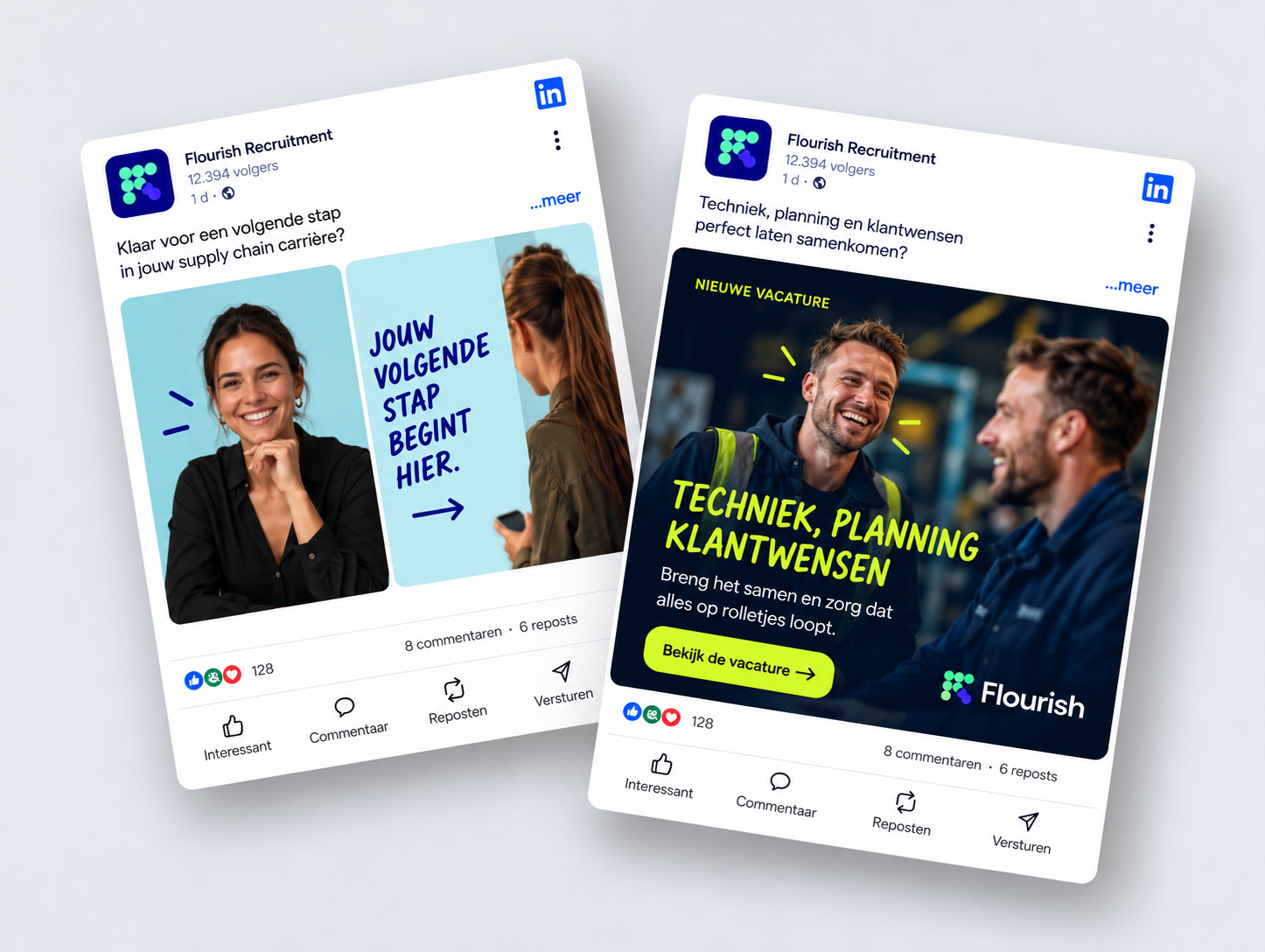 Voorbeeld van recruitment campagnecontent van Flourish Recruitment