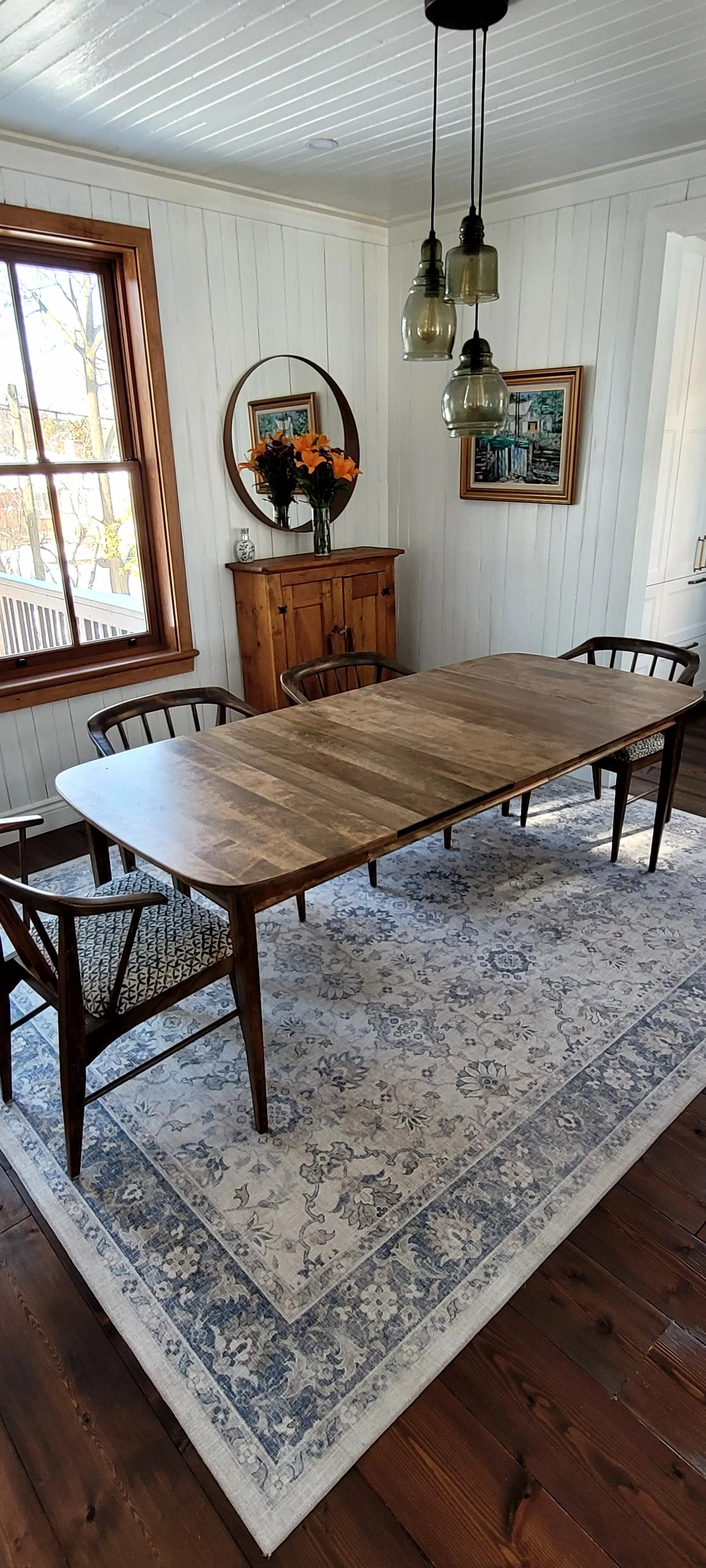 Custom inserts made for new dining table to seat six.