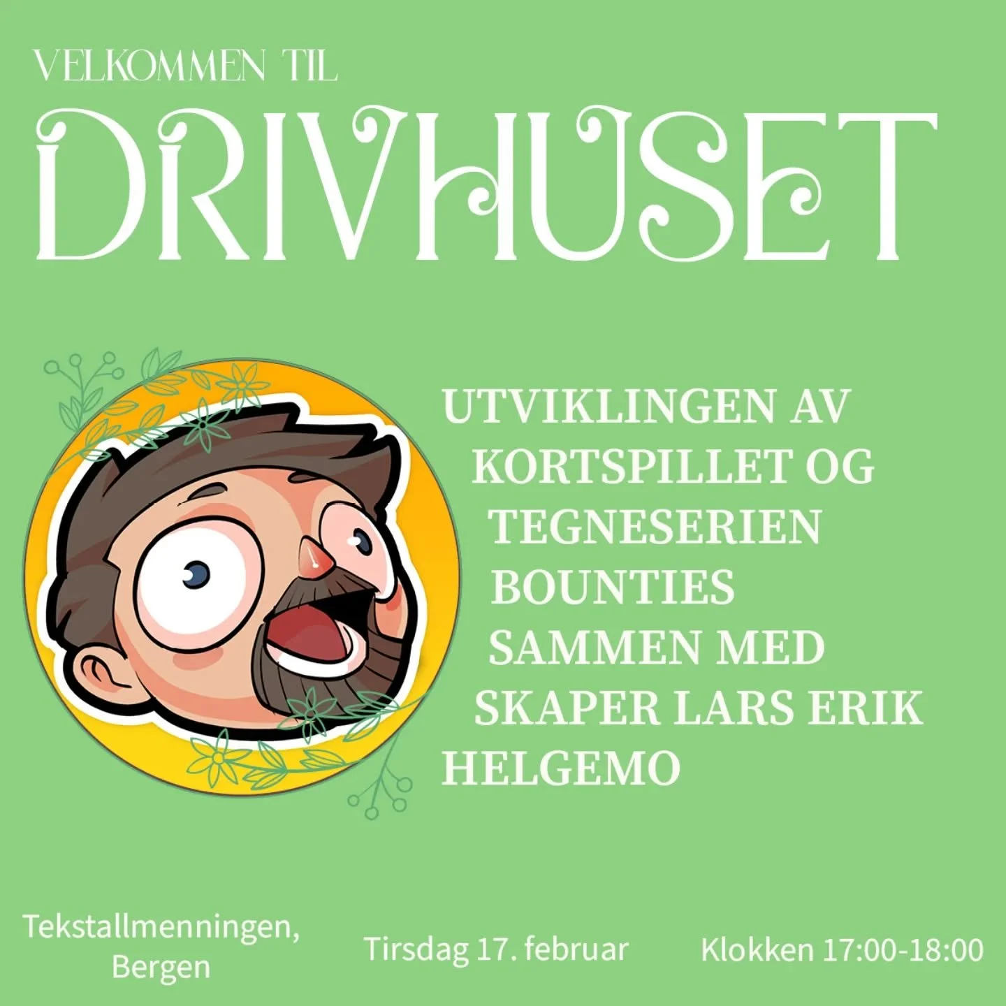 VELKOMMEN TIL DRIVHUSET! 

Drivhuset er en ny m&oslash;teplass i regi av tidsskriftetet Stikling og Tekstallmenningen. 

En tirsdag i m&aring;neden &aring;pner Stikling d&oslash;rene sine og inviterer deg med p&aring; redaksjonsm&oslash;ter og kurs m