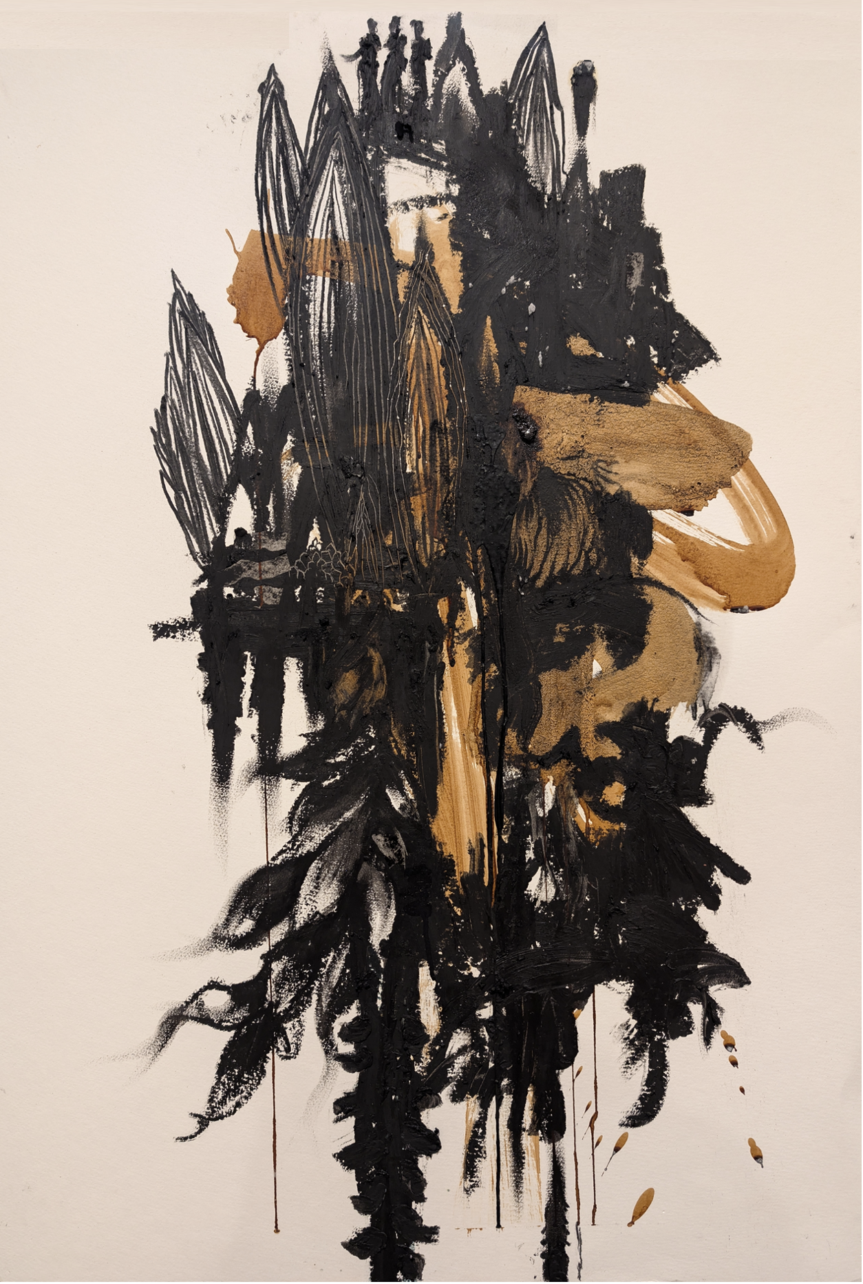 The Host. 2026
Beeswax, Coffee, Clay and Charcoal on Paper
60cm x 85cm
