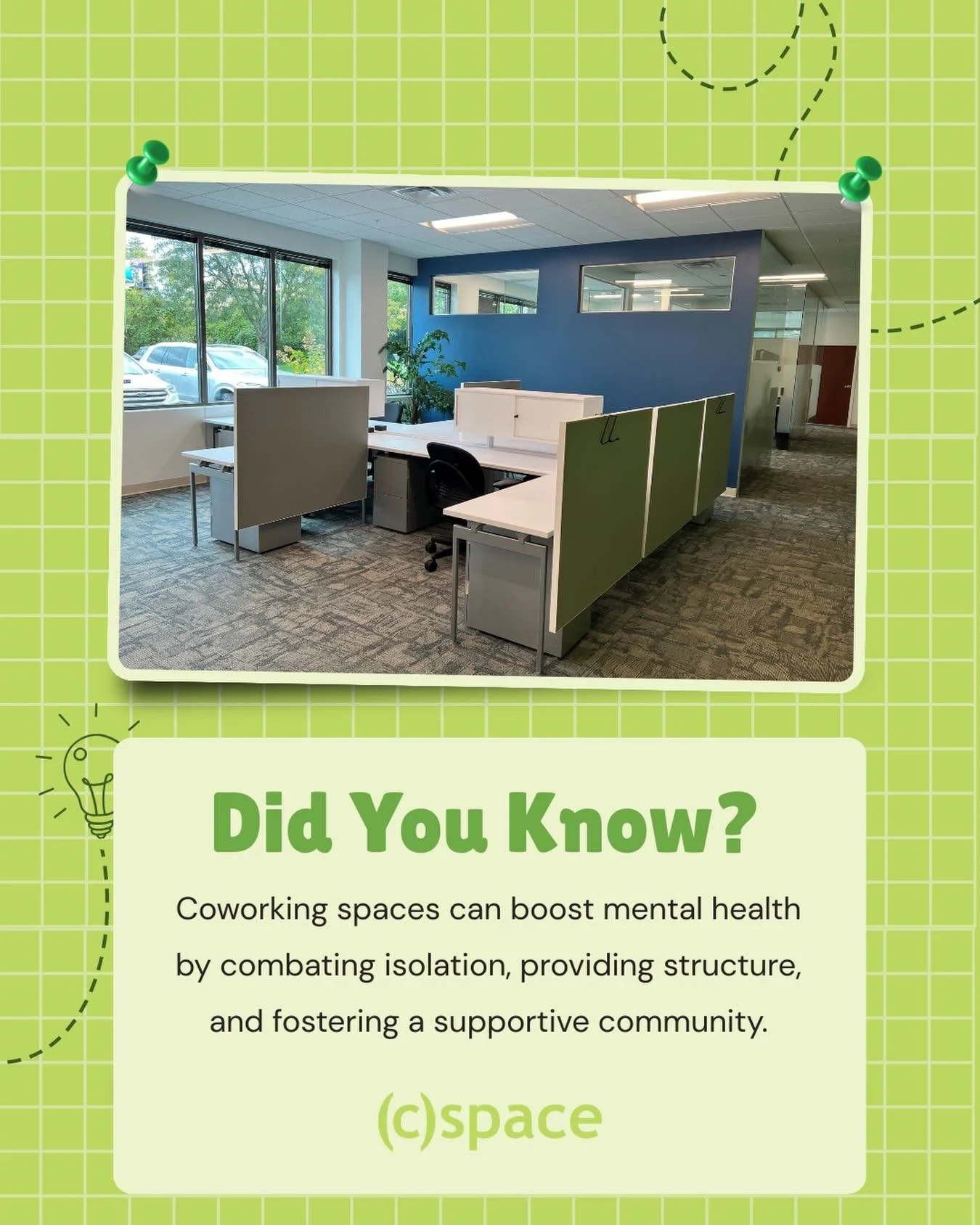 At (c) space, we work hard to create an environment that is useful and enjoyable for everyone that joins us. From easy-to-use resources to social events, it&rsquo;s a community for people to work, connect, and grow their impact.
#coworking #community
