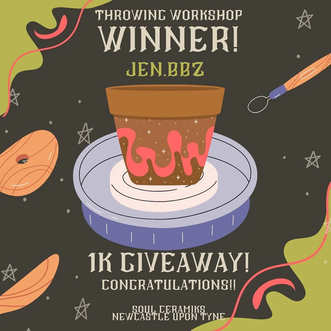 ✨ 1K Giveaway Winner! ✨
Thank you so much to everyone who entered for all of your support! It means so much!🖤

Congratulations @jen.bbz 🎉 You&rsquo;re our winner of a throwing workshop for you and a friend! ✨✨I&rsquo;ll be in touch with you shortly