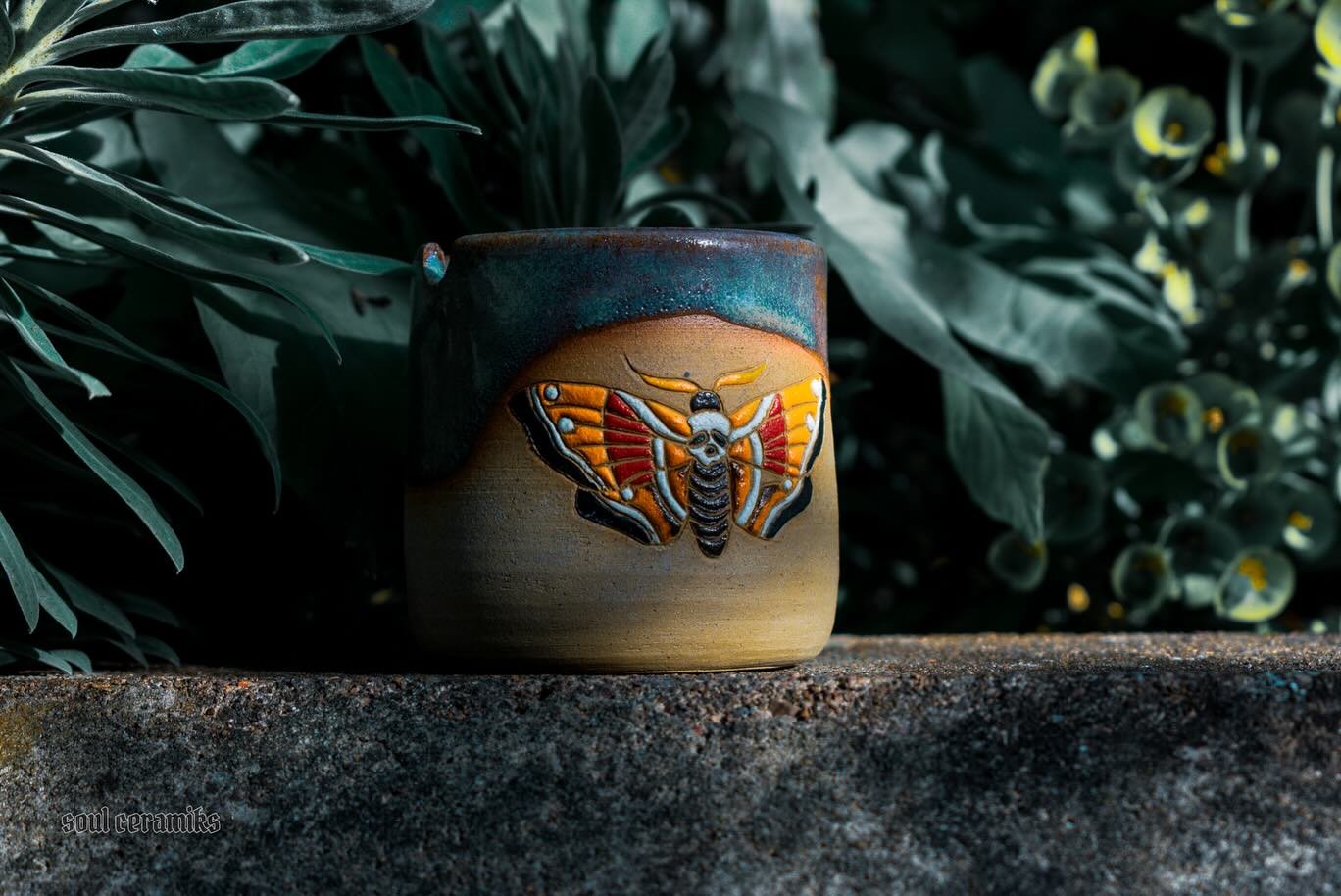 Finally got the moth water painting cup I did aaaages ago photographed. So pretty 😍 🦋 I&rsquo;ve got to get better at posting my own work here 😅. If anyone does a spot of painting and you want a water cup with an inbuilt holder to protect your bri