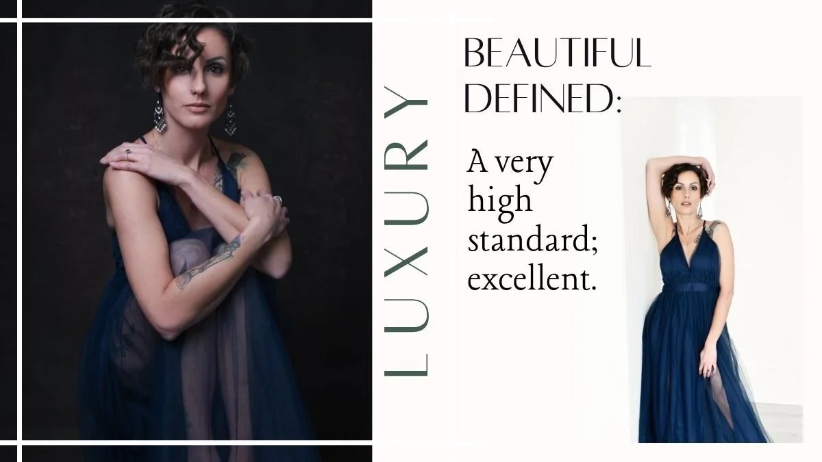 glam photographer columbia sc, brunette in a formal blue dress embracing her body