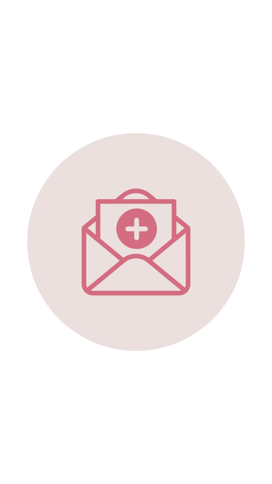 Icon of an open envelope with a medical cross on a letter inside, representing health communication or medical messages.