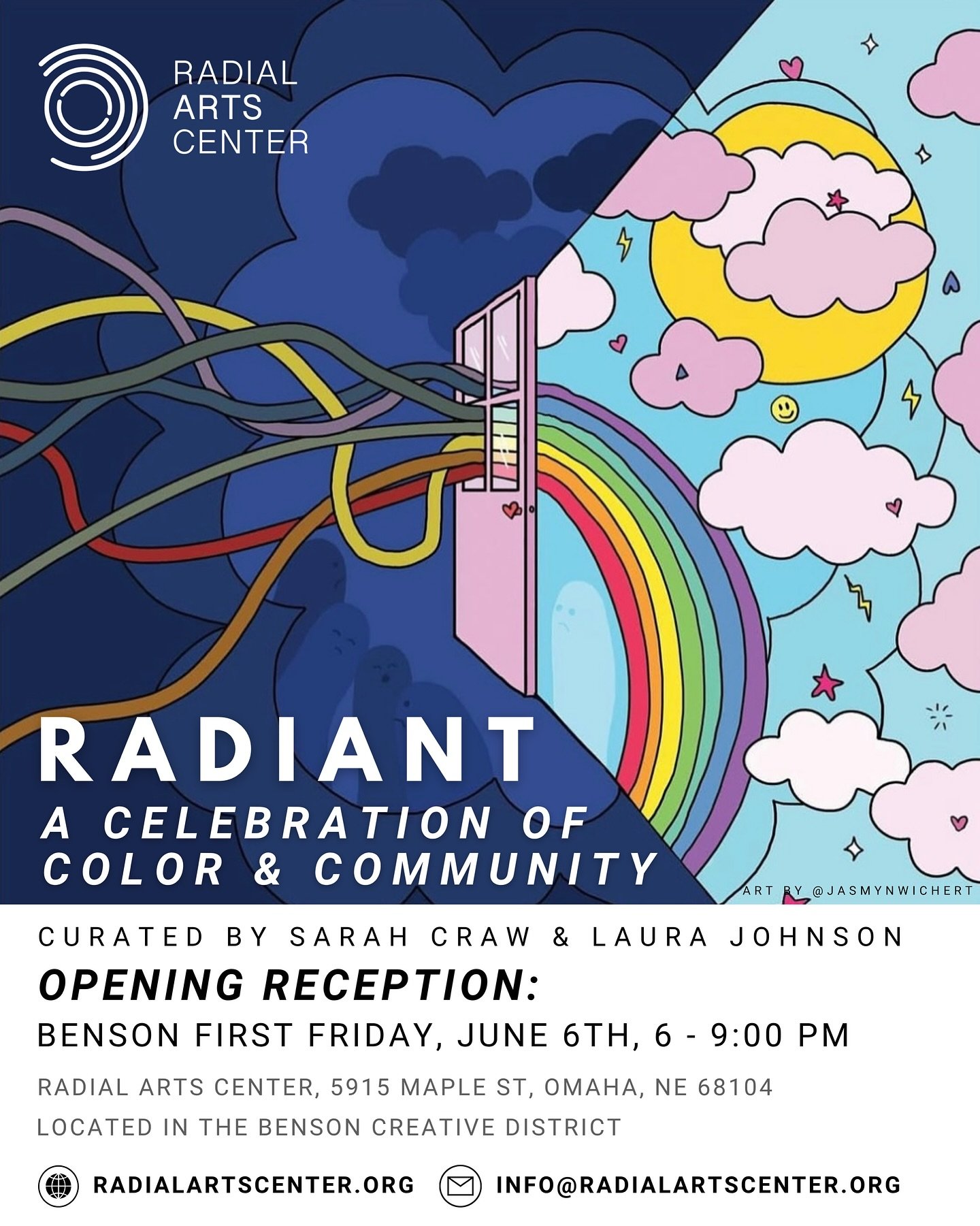 Join us TONIGHT for the opening reception of RADIANT during First Friday, June 6th from 6:00&ndash;9:00 PM 🎉

In honor of Pride Month, the Radial Arts Center is proud to present RADIANT, an exhibition that celebrates community, creativity, and the p