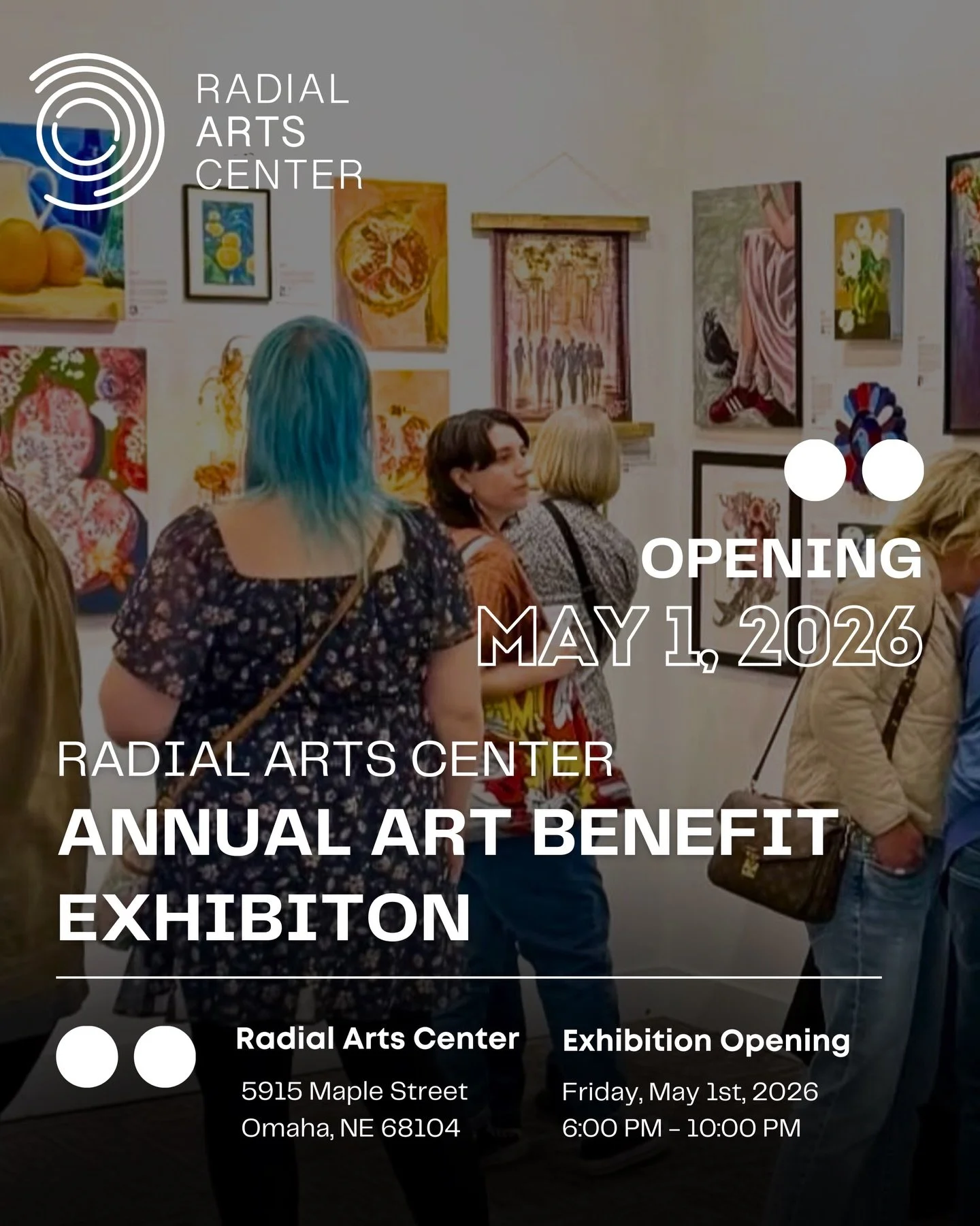 Celebrate art, artists, and community at the Annual Art Benefit hosted by the Radial Arts Center! 🎨✨

OPENING RECEPTION
🗓 Friday, May 1, 2026
⏰ 6:00&ndash;10:00 PM
📍 Radial Arts Center
5915 Maple St, Omaha, NE

Hosted by the Radial Arts Center, th