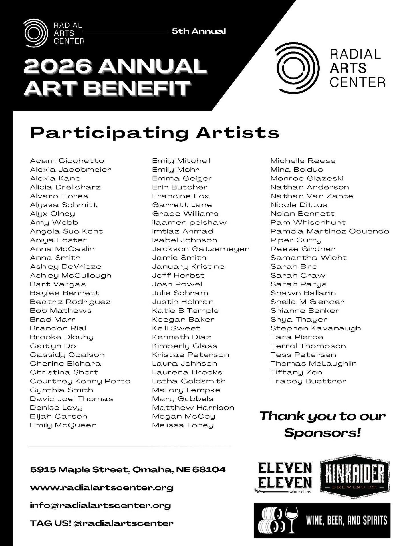 📣 PARTICIPATING ARTISTS ANNOUNCED 📣 tag yourself or the artists you recognize in the comments- and please SHARE! 
&bull;
This is the list of artists participating in our group exhibition for this year&rsquo;s Annual Art Benefit! 
🗓️ Show opens May