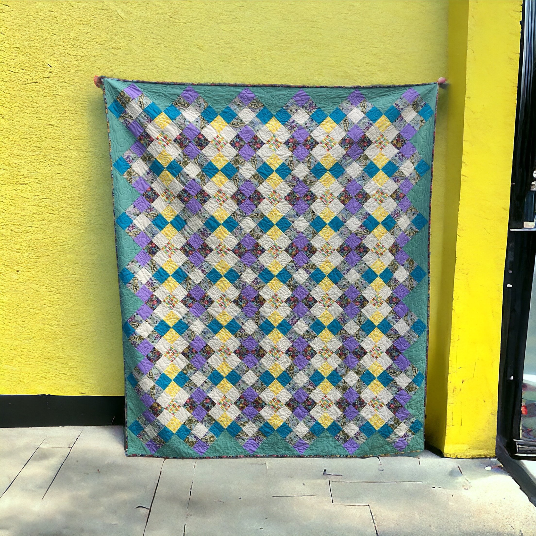 Second of two twin quilts, made from the same pattern but with different fabrics, for the other bedroom of the beach cottage. (pattern is The Nancy Quilt by Kitchen Table Quilting)