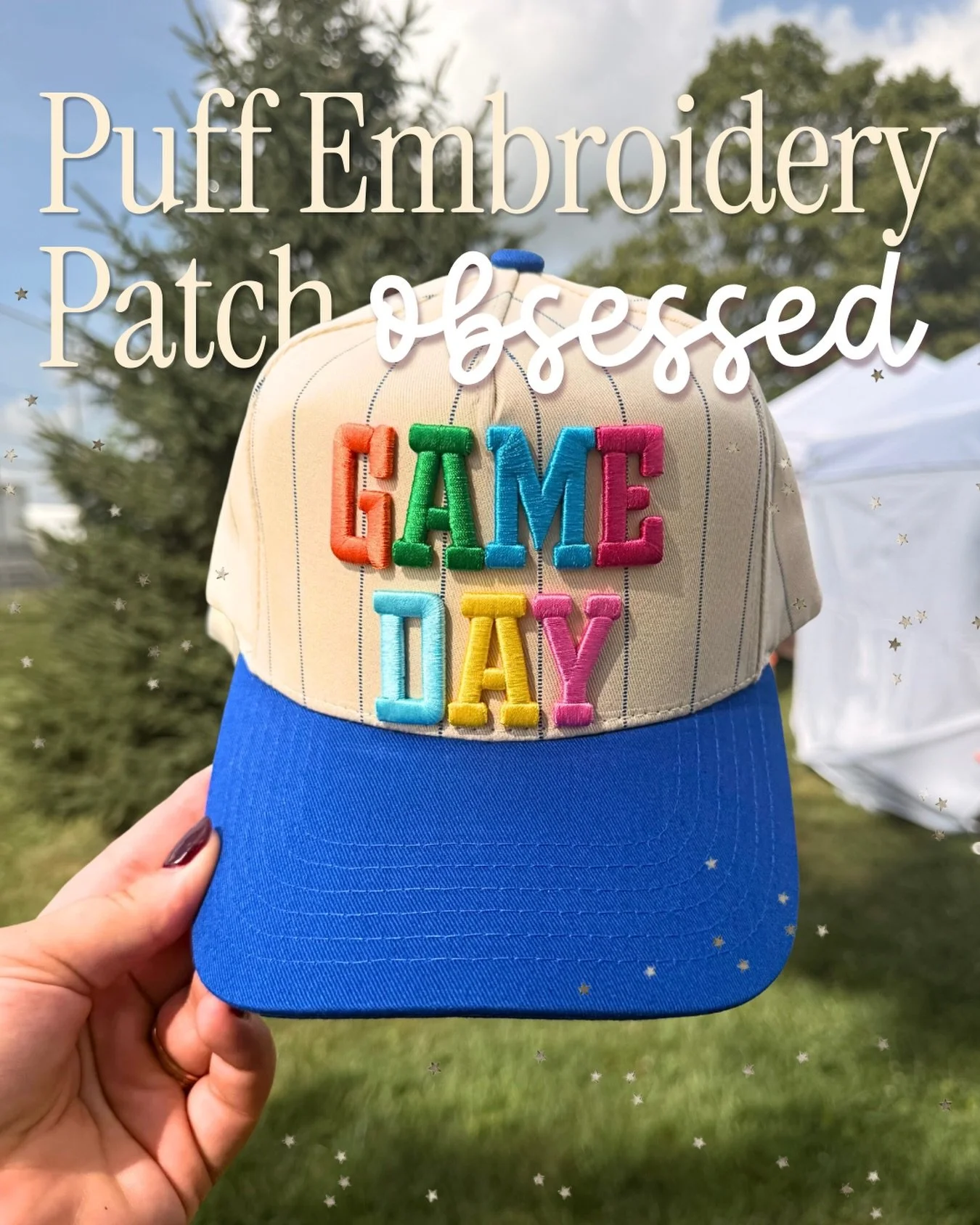 Our current favorite patches are our Puff Embroidery Patches!Simple and Fun but give the perfect POP!

We are loving this non-team specific Game Day hat that is perfect for the girlie that loves color and has a &lsquo;Go Sports!&rsquo; personality! H