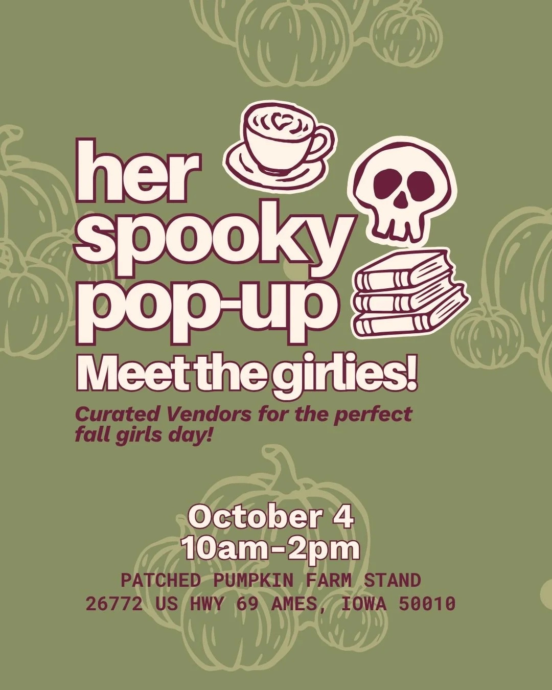 We are almost a week away and we cannot be more excited for this fun pop-up!!

Details:
October 4th
10am-2pm

26772 US HWY 69
Ames, Iowa 50010
(Location added to this post)

RSVP with link in bio!!