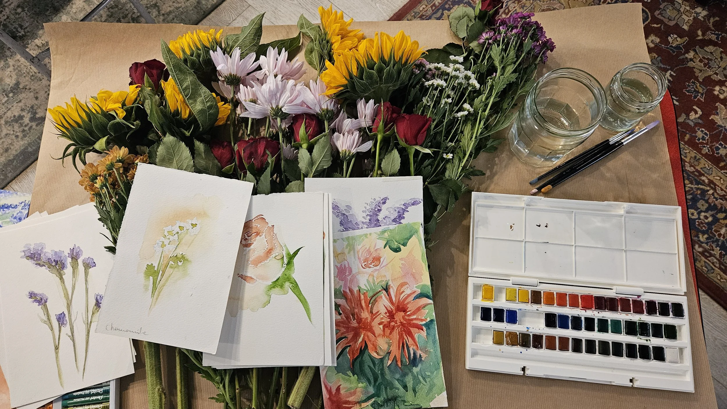 Watercolour & Gold Leaf Workshop: Painting Flowers
