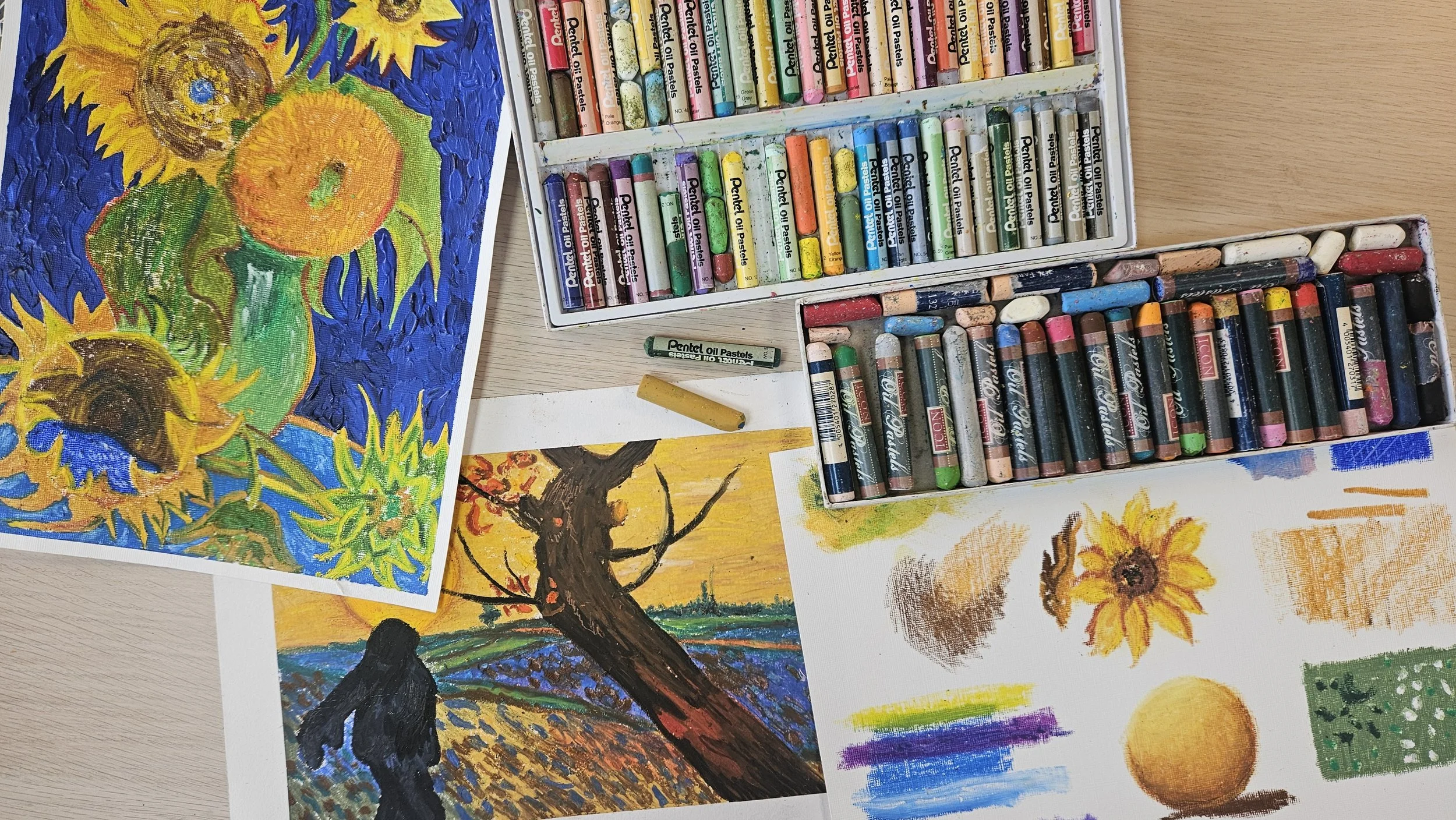 oil pastel painting Monday Art class in Kingston with Eva Merendes