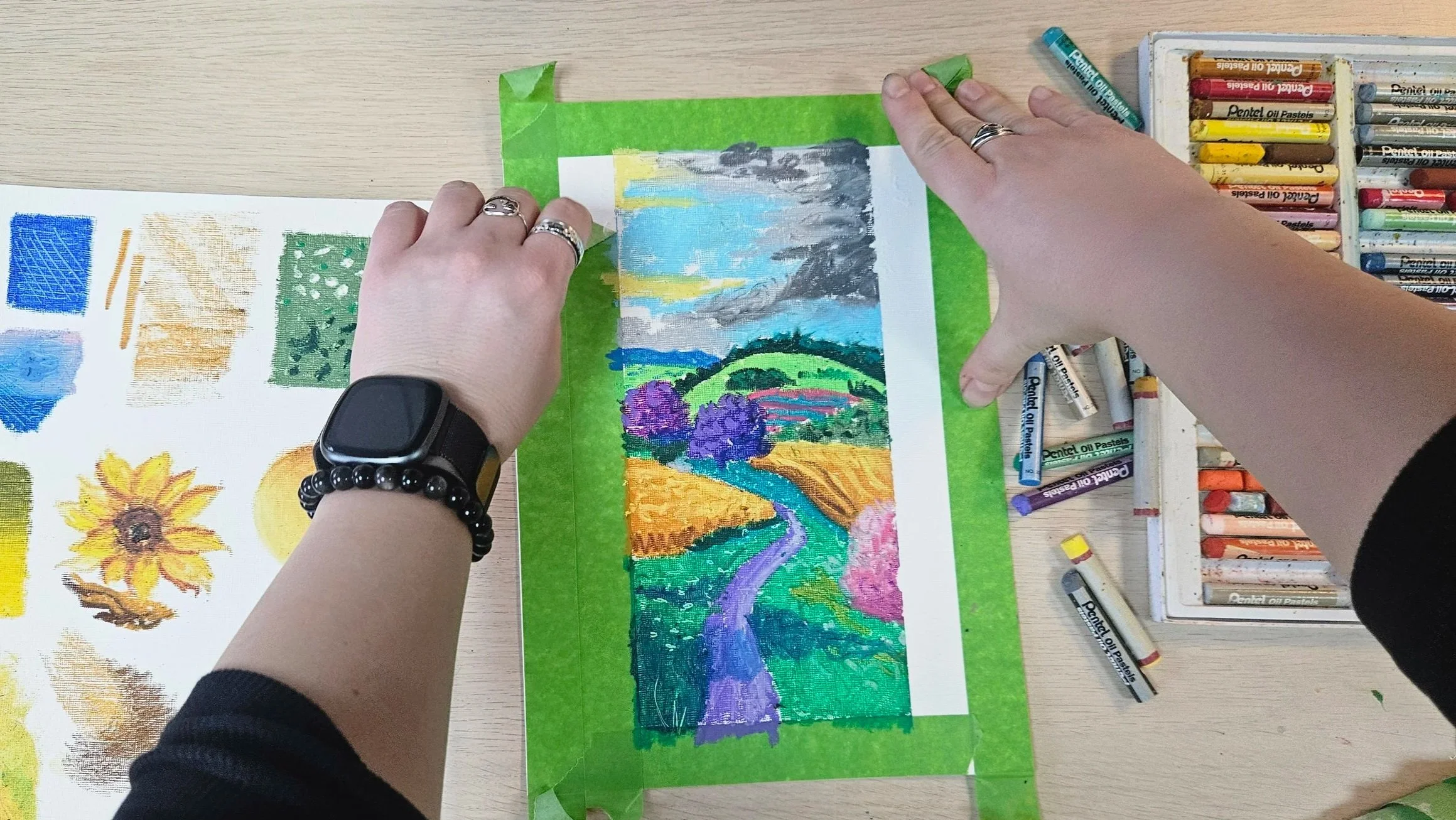 Oil Pastel Painting Class: David Hockney Inspired Landscape