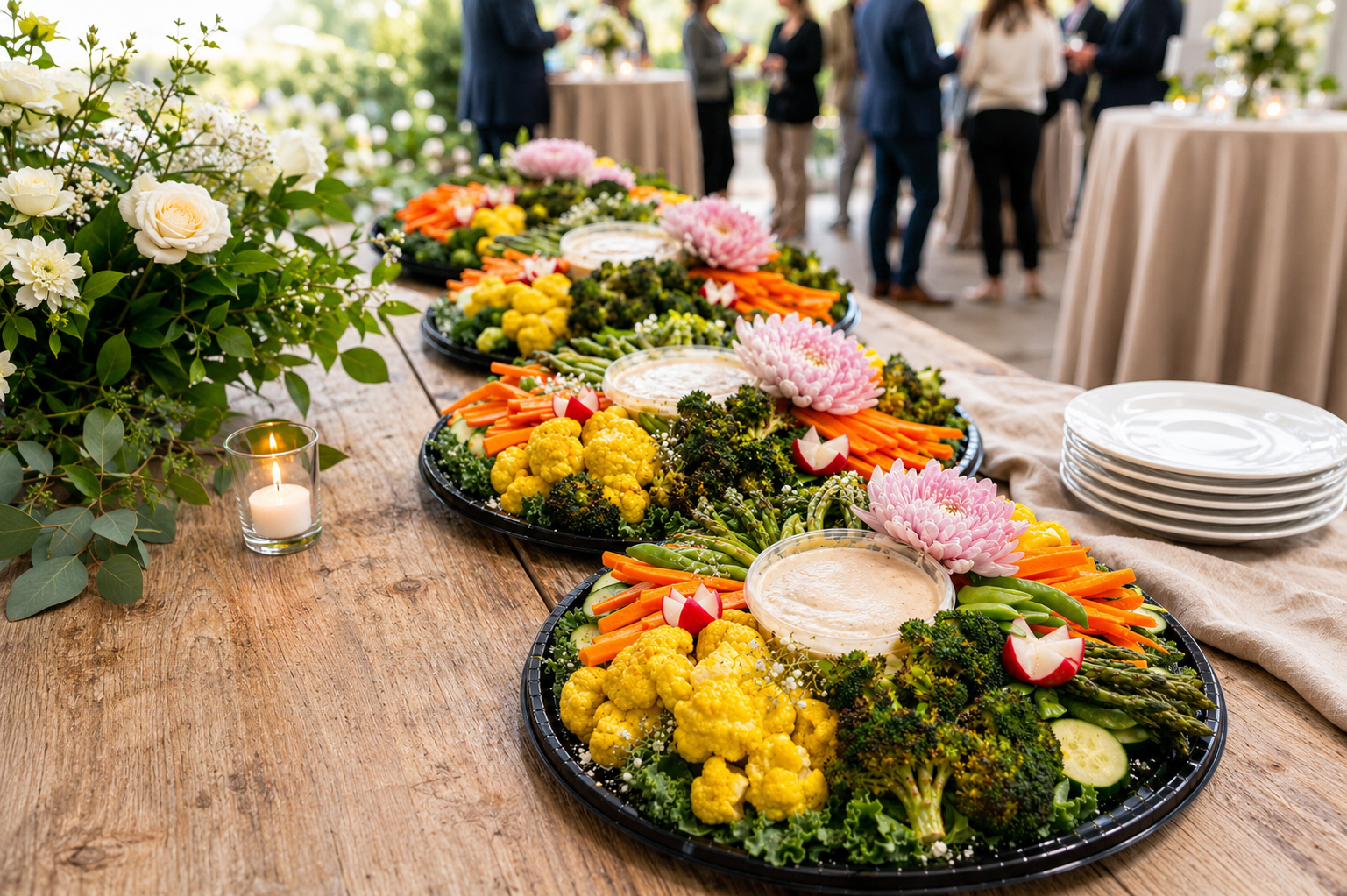 A colorful Socialized Catering spread prepared for a corporate gathering.