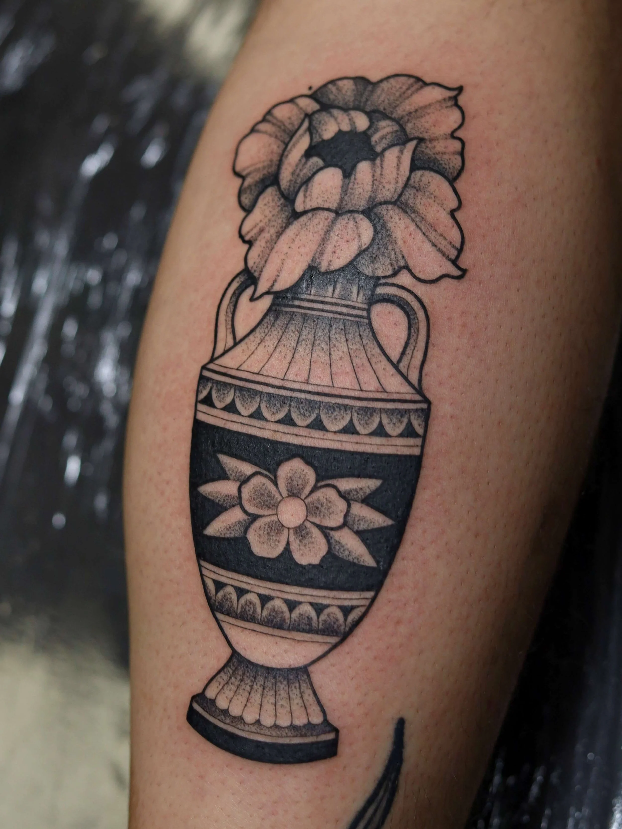Flower Vase Custom Tattoo Design