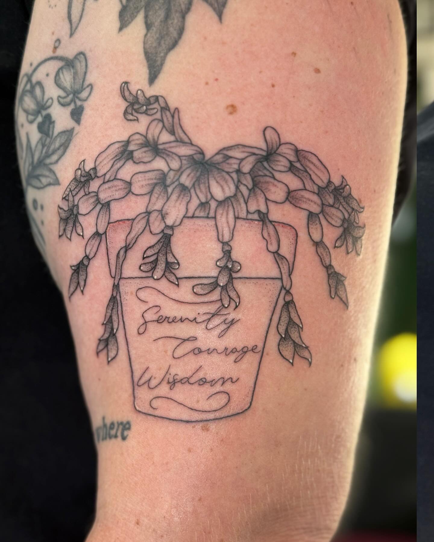 Couple of pics of the piece @serenitytheidentity did a couple weeks ago! So pretty and cute and sweet! So many florals and greenery from them lately. Come get got while they&rsquo;ve got time! Or secure a Halloween applicable gift certificate if you&