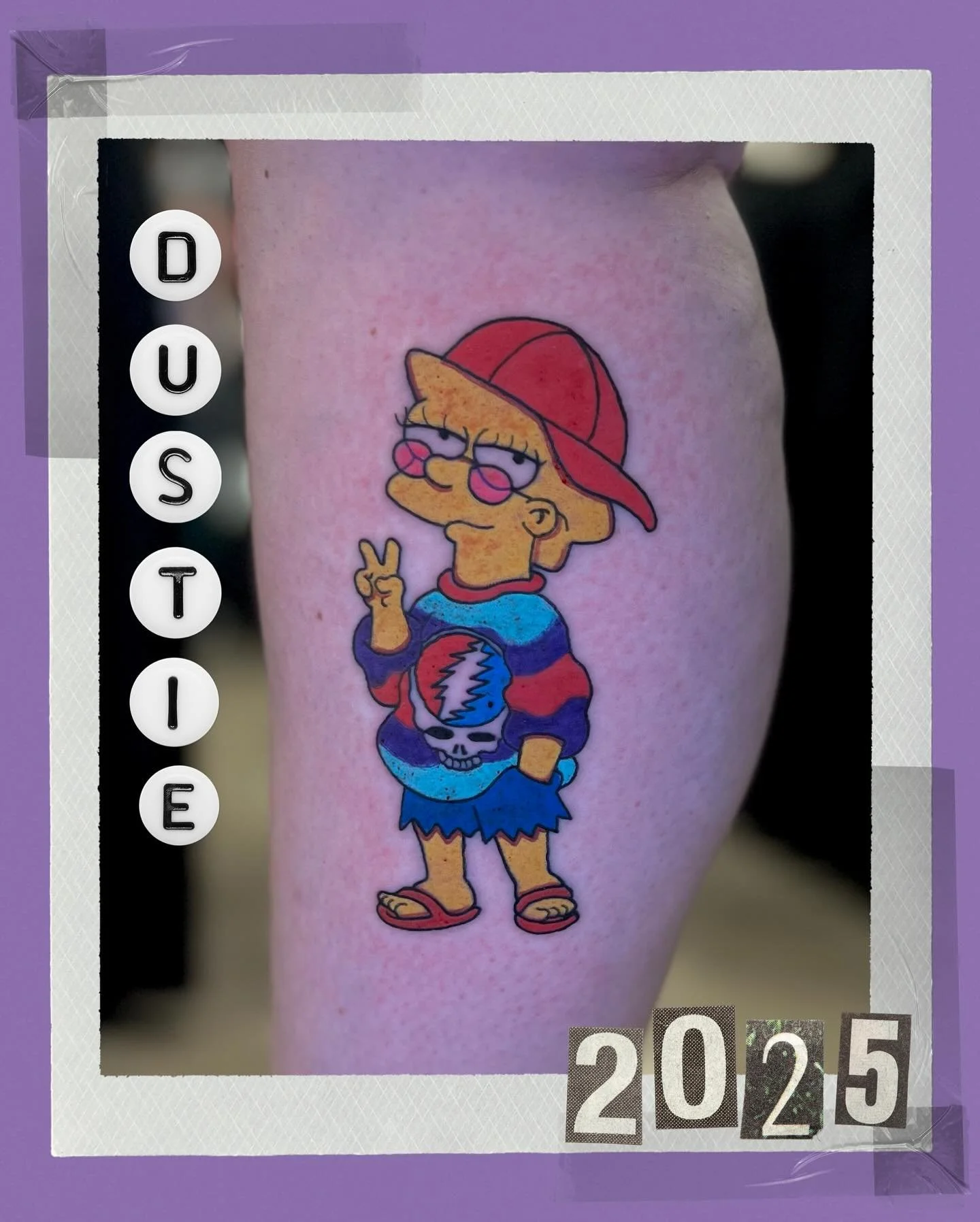 Dustie bustied out with this sweet tattoo out at @evergreentattooinvitational which we are so thankful we got to attend. Check out how crispy all those lines are!

#tattoo #tattooconvention #lisa #color #simpsons #ohio #yellowsprings #evergreen