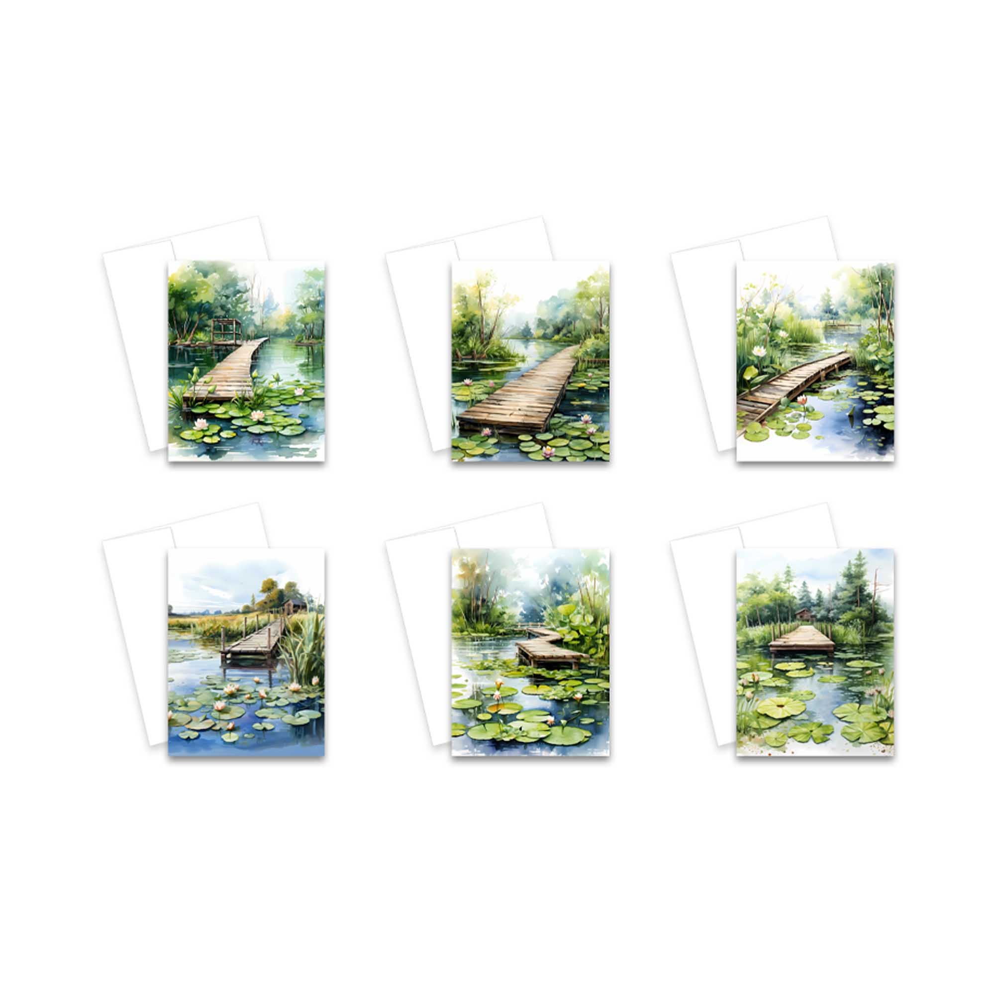 Lily pad greeting cards, notecards, notecard set, art cards, thank you cards, assorted cards