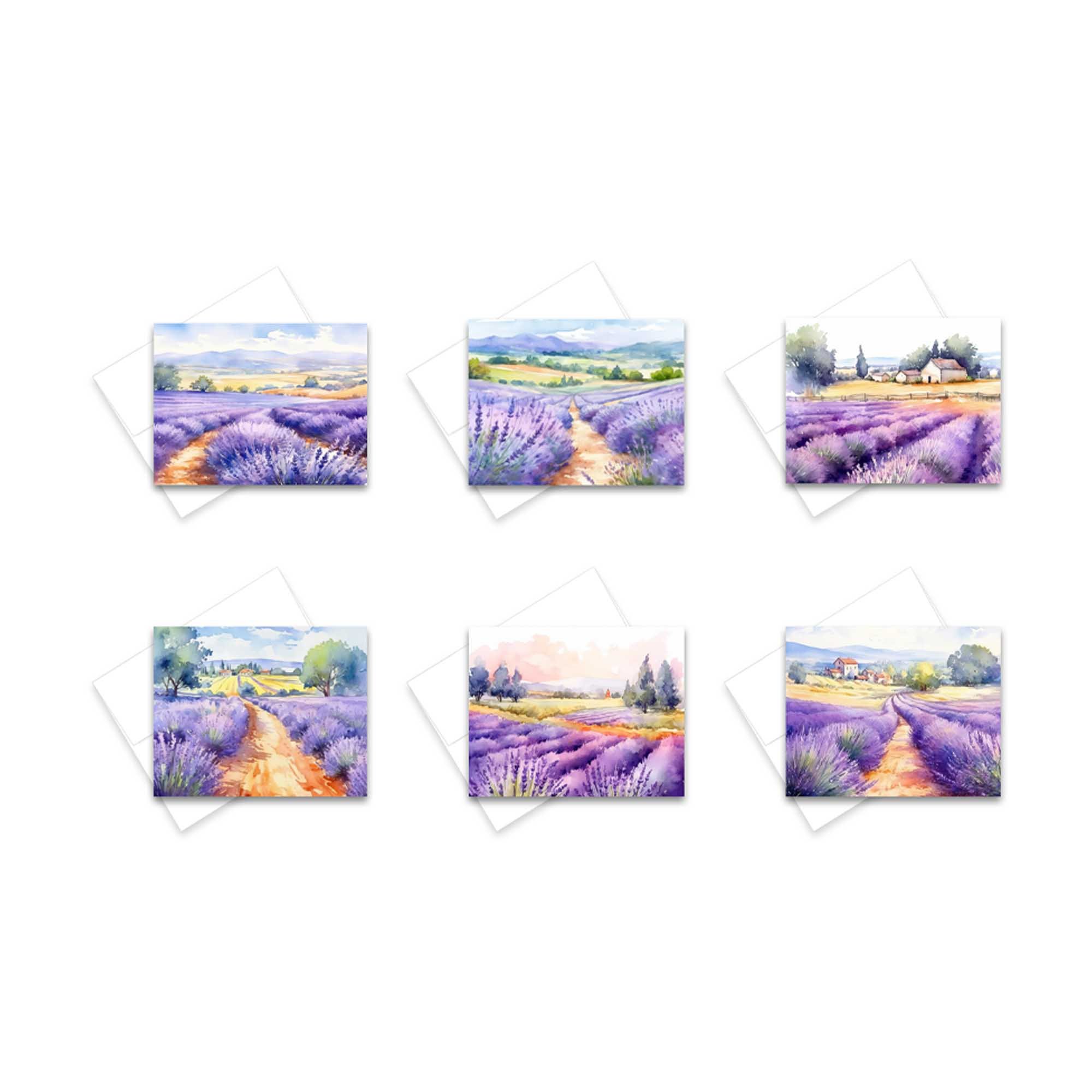 Lavender Fields Greeting cards, notecard set, blank notecards with envelopes, greeting card assortment, art cards
