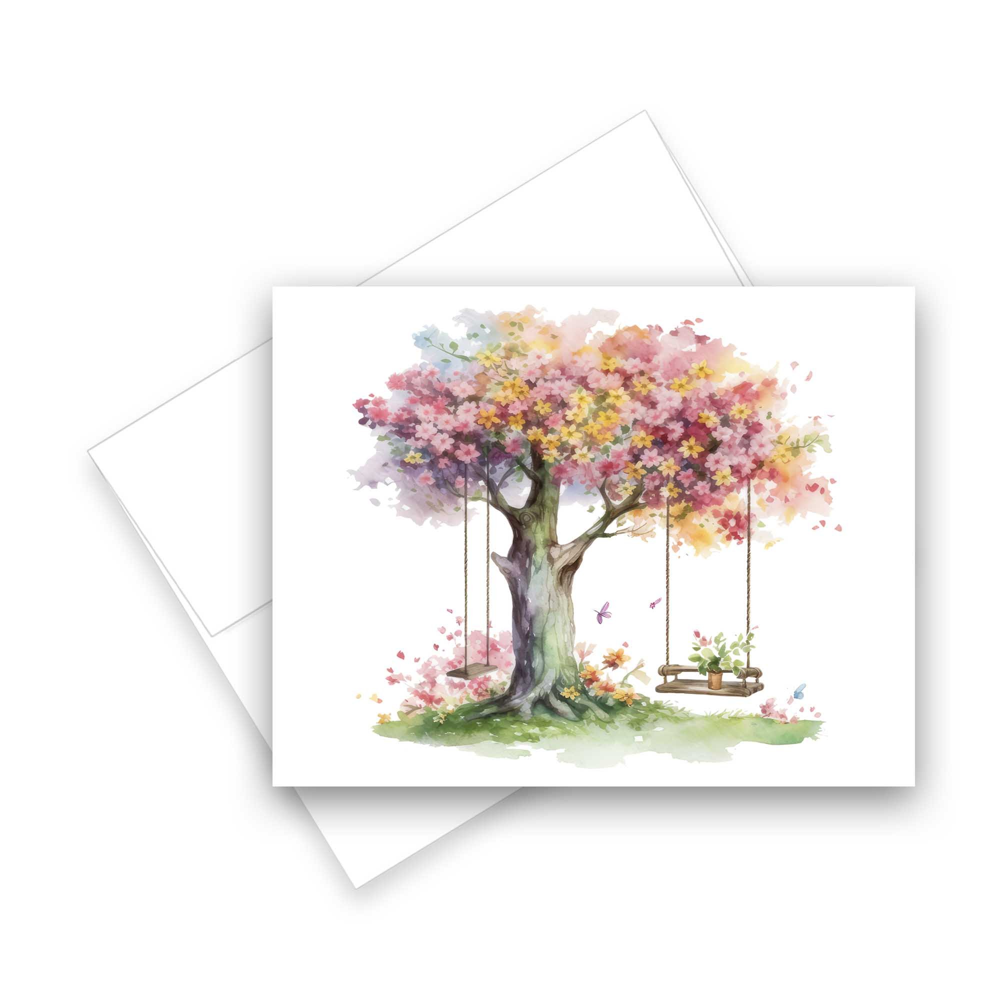 Spring tree greeting cards, assorted card set, blank cards with envelopes, all occasion note cards, thank you cards assorted set