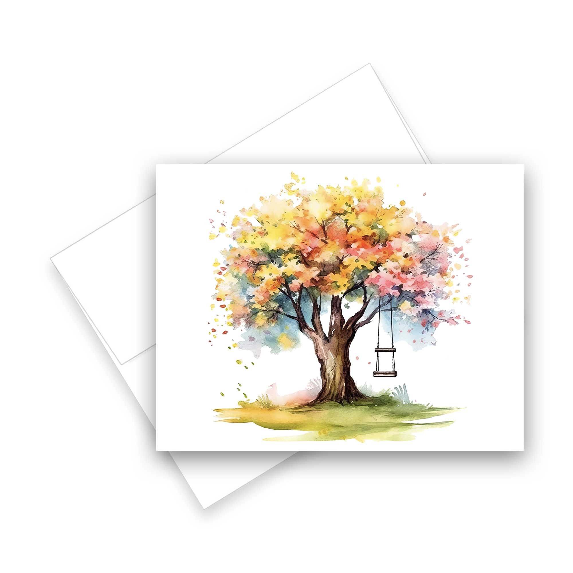 Spring tree greeting cards, assorted card set, blank cards with envelopes, all occasion note cards, thank you cards assorted set