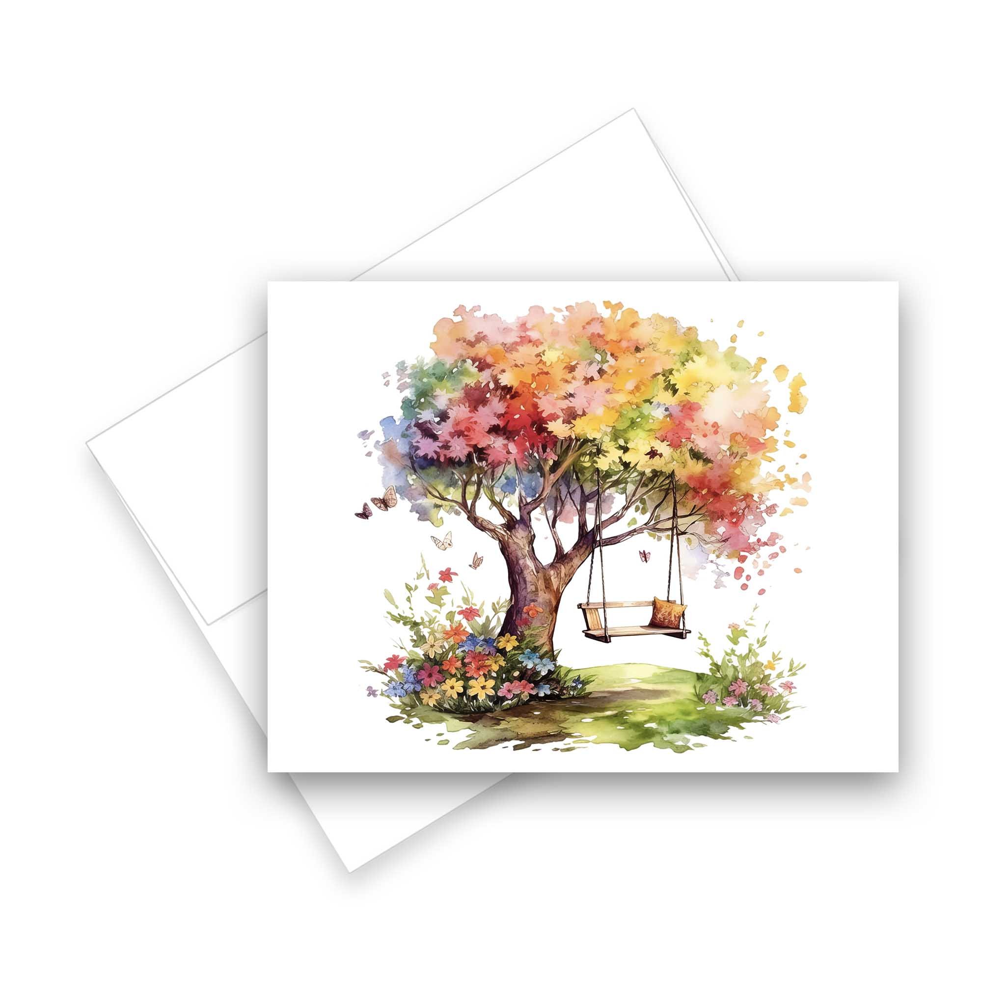 Spring tree greeting cards, assorted card set, blank cards with envelopes, all occasion note cards, thank you cards assorted set