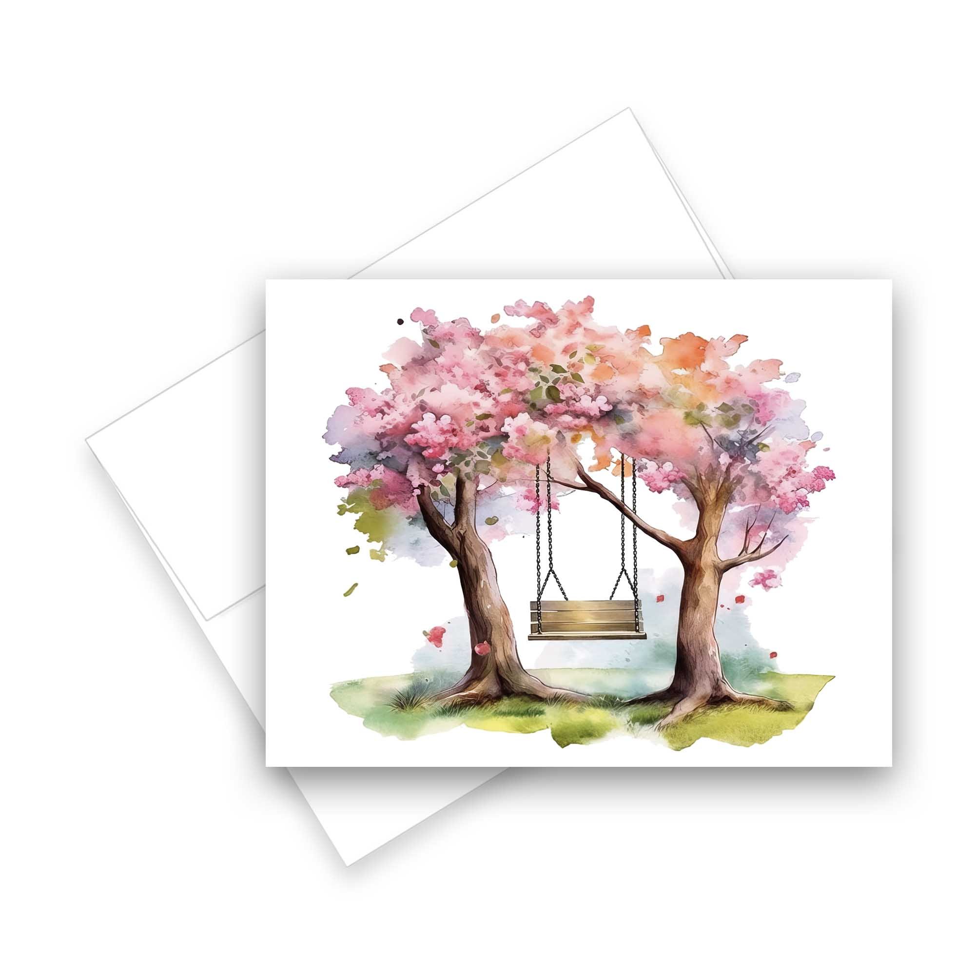 Spring tree greeting cards, assorted card set, blank cards with envelopes, all occasion note cards, thank you cards assorted set